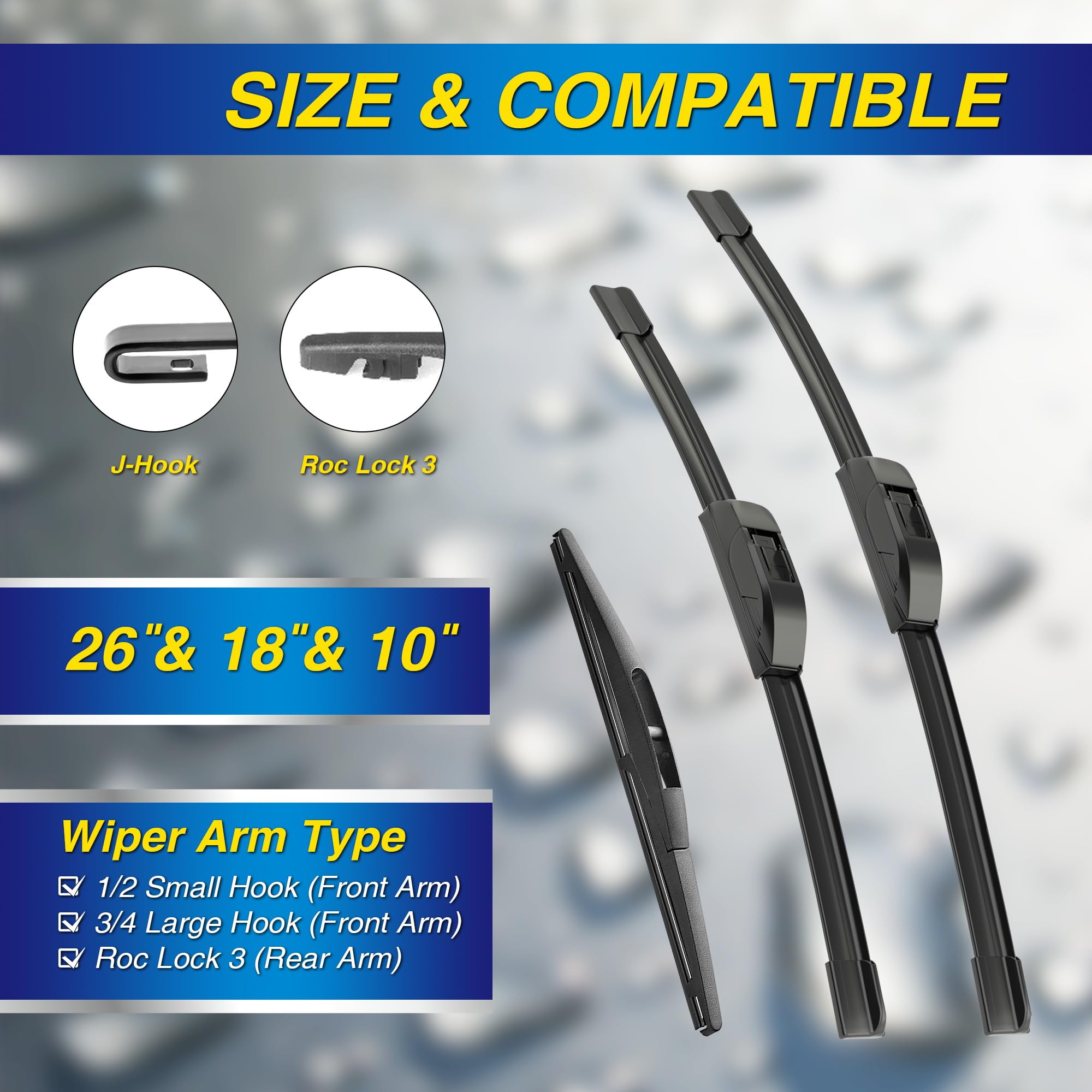 5 Plus Silicone Windshield Wipers Replacement For 2016-2022 Honda Hrv Hr-V Wiper Blades(Set Of 3),Automotive Replacement Windshi