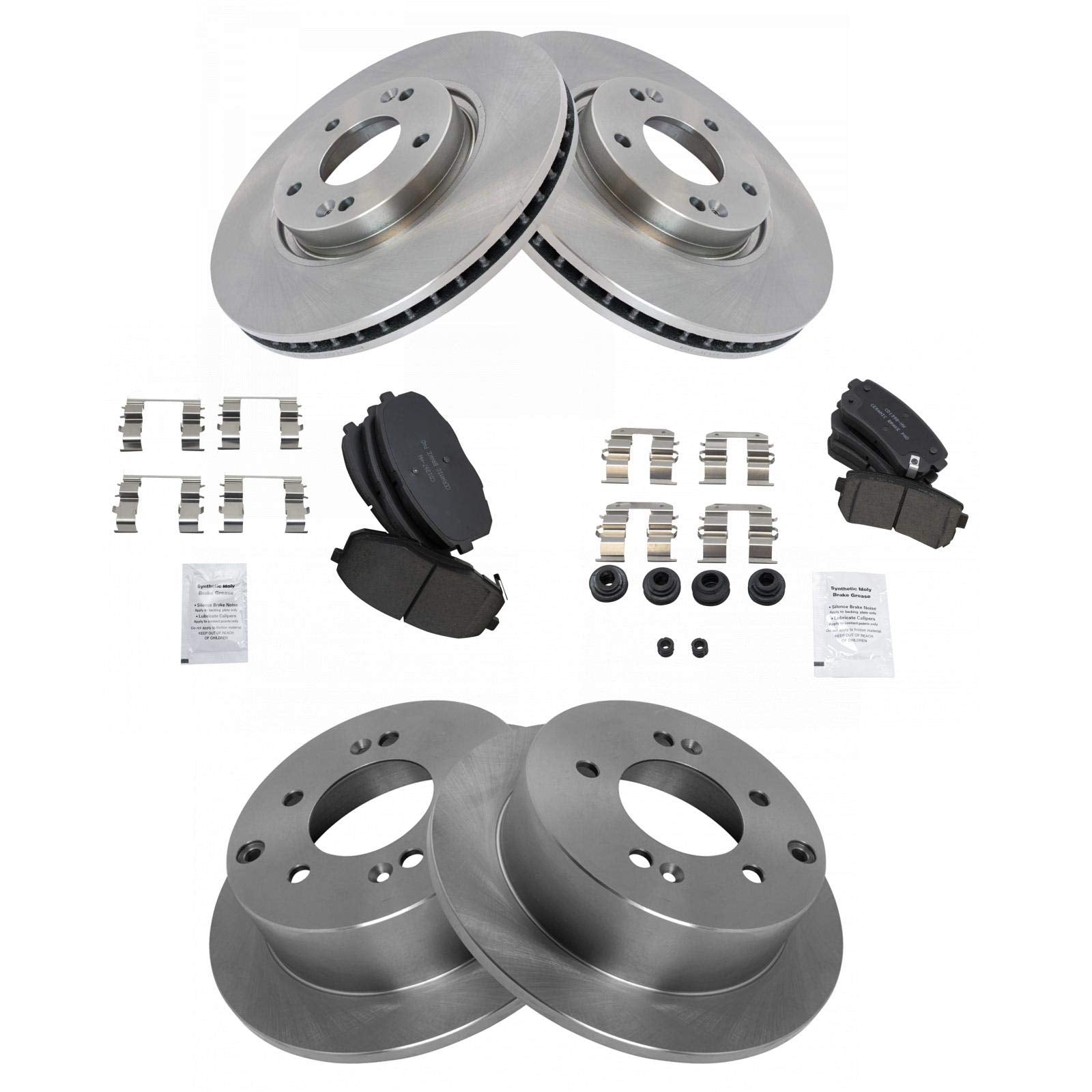 Trq Front And Rear Brake Pad & Rotor Kit Brake Pads Brake Rotor Ceramic Compatible With 2010-2013 Kia Forte Forte Koup