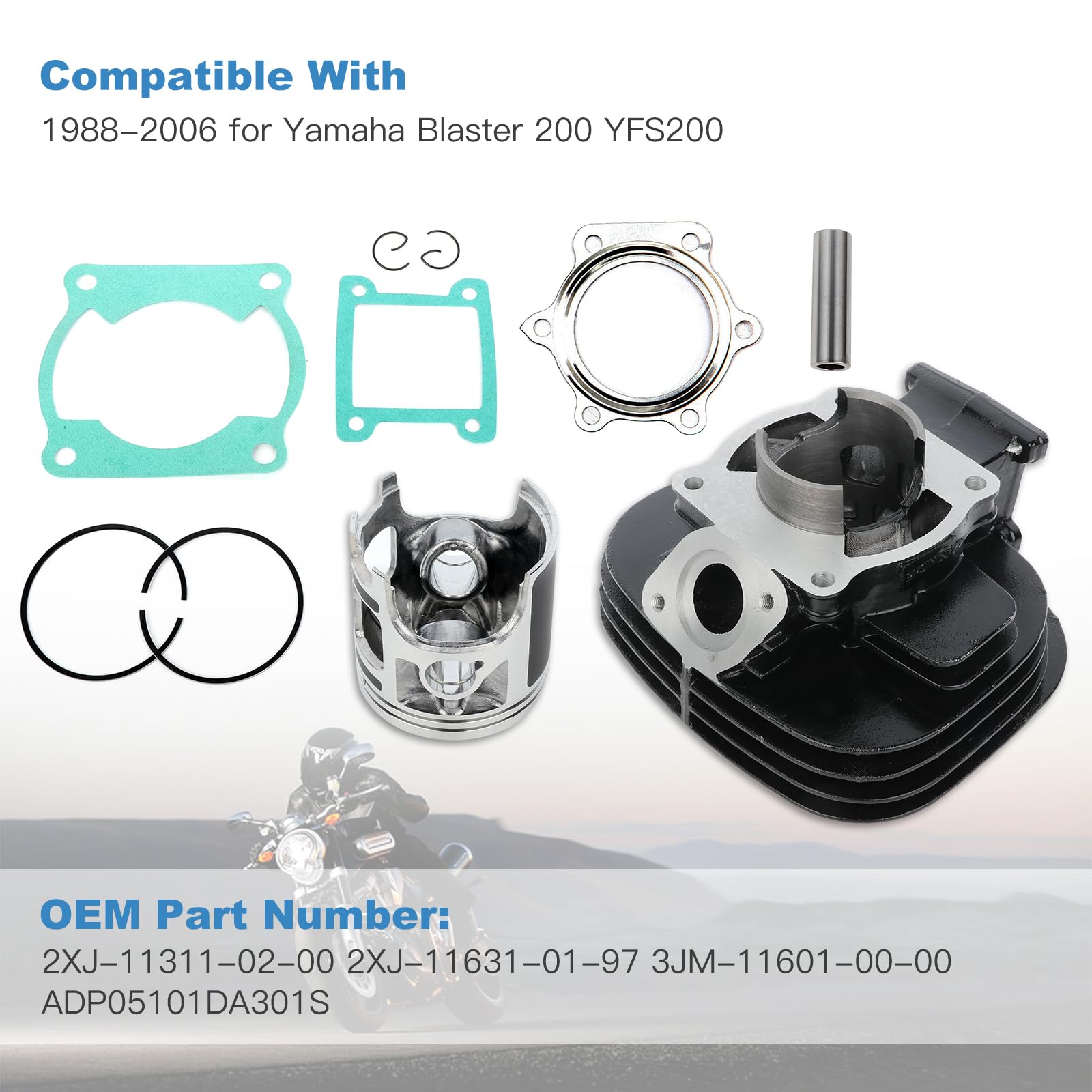 Eccpp New Cylinder Piston Ring Gasket For 1988-2006 For Yamaha Blaster 200 Yfs 200 Compatible Fit For Cylinder Piston Gasket Top End Kit