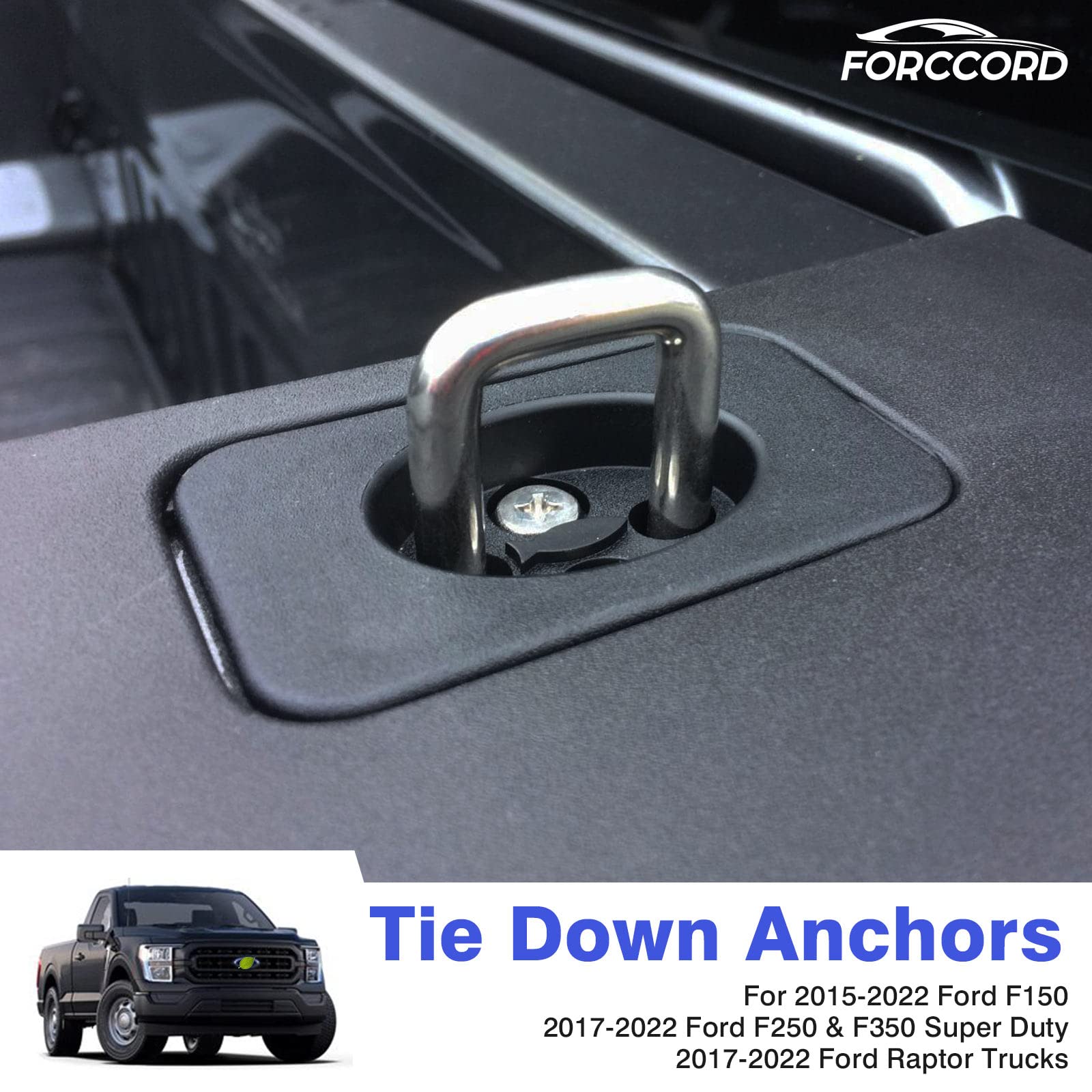 Forccord Custom Fit For Tie Down Anchors 15-22 23 24 25 Ford F-150 17-22 23 Ford F250 F350 Super Duty&Ford Raptor Bed Tie Downs
