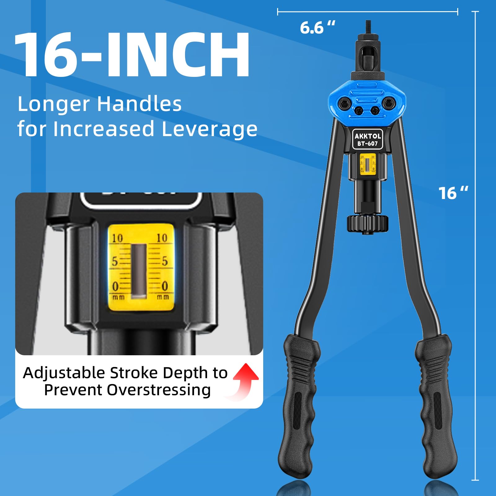 Akktol Rivet Nut Tool, 16 Rivnut Tool Kit With 15 Metric And Sae Mandrels, 125-Pcs Rivet Nut Assortment Kit, Rugged Carrying Case, Ideal For Sheet Metal & Automotive Work