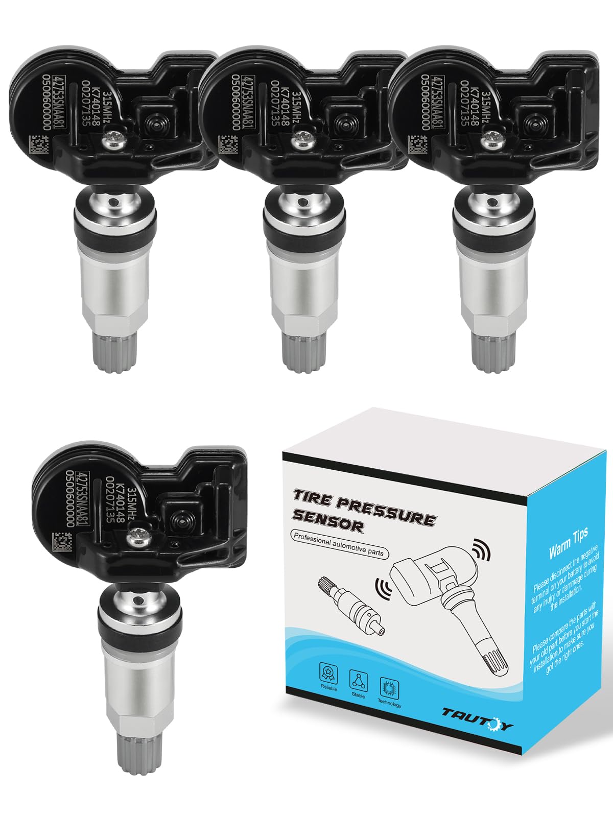 TAUTOY Upgrade TPMS Sensor Replacement for 08-14 Honda Civic,CR-Z Odyssey Fit Insight,4 Pack Tire Pressure Monitoring System Sen