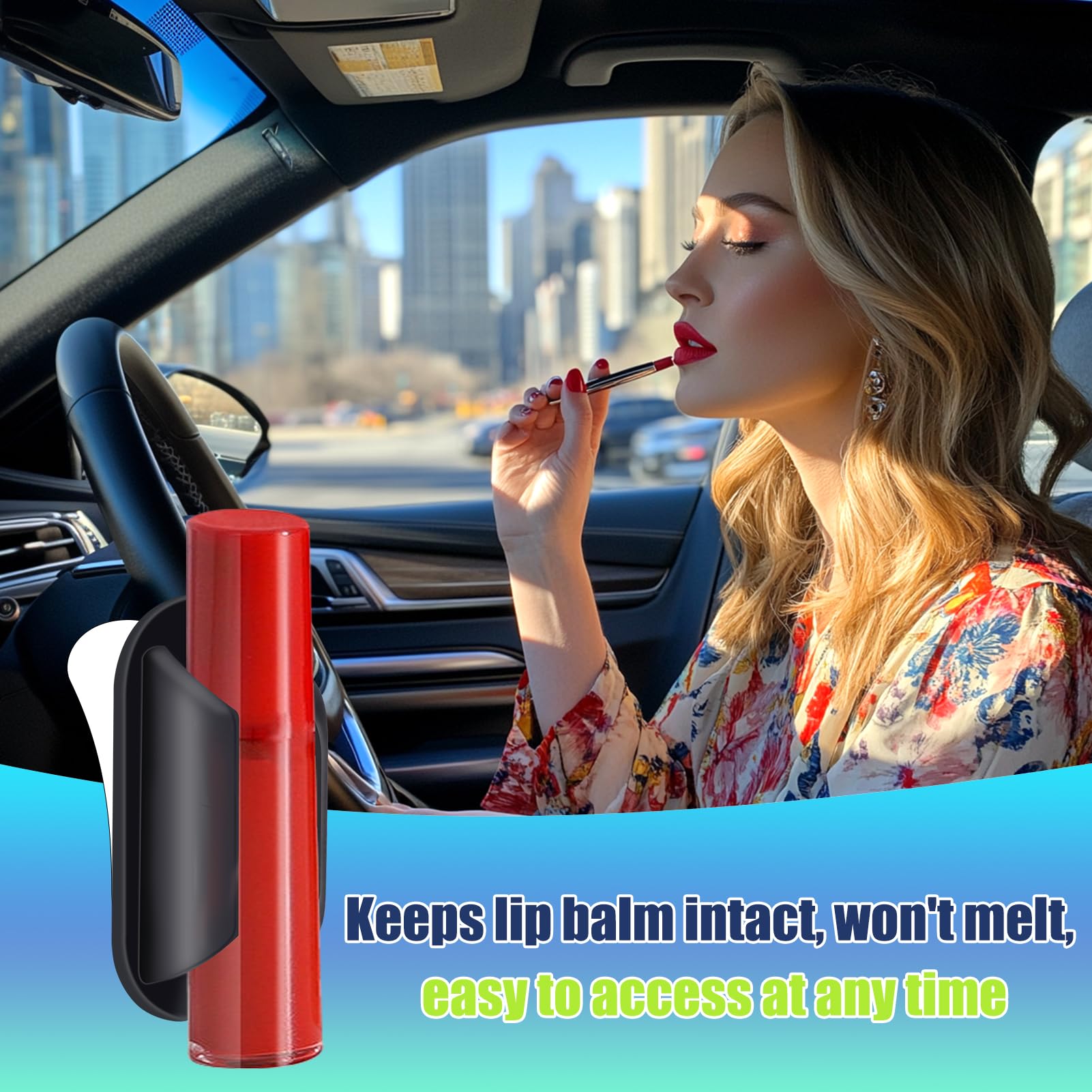 Vodolo Car Lip Balm Holder No Melt,2Pcs Silicone Holder For Chapstick,Fun Aesthetic Car Accessories For Women Interior,Car Holde