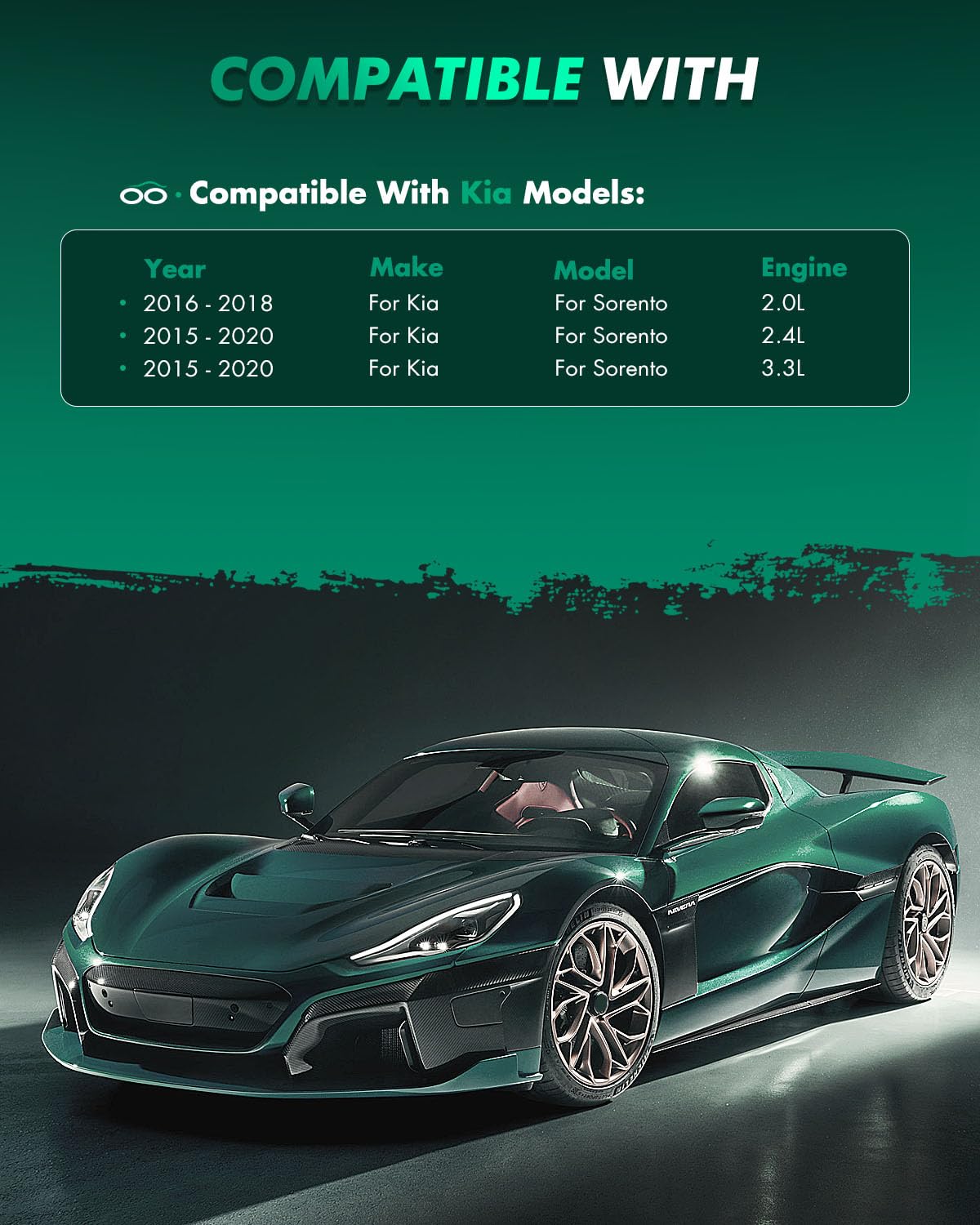 Scitoo Front Rear Disc Brake Pad Set 8Pcs W/Hardware Fit For Kia For Sorento 2016 2017 2018 2019 2020