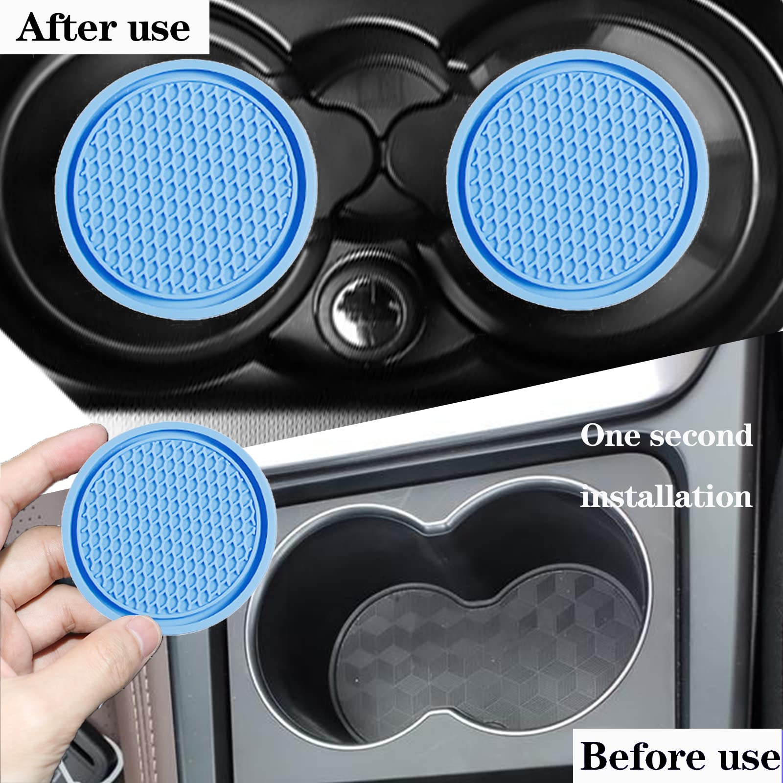 Sodcay Universal Car Cup Holder Insert. Pvc Material. Honeycomb Waterproof. Fixed, Anti-Slip Coaster (Blue, 2.75In)