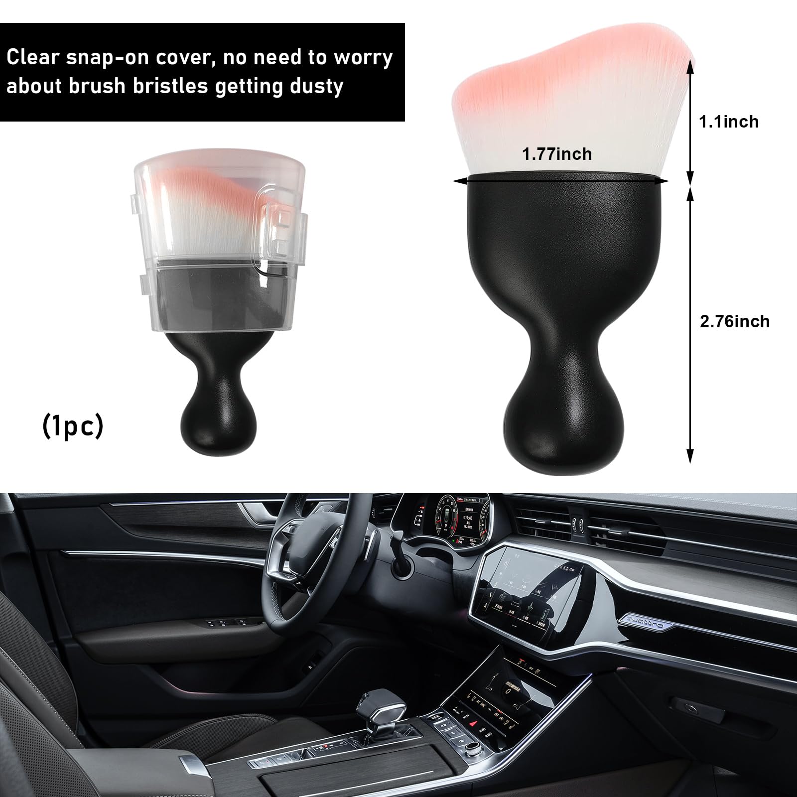 Ziciner Car Detailing Brush, Curved Soft Bristles Auto Removal Dust Collectors, Universal Vehicle Dashboard, Air Conditioner Ven
