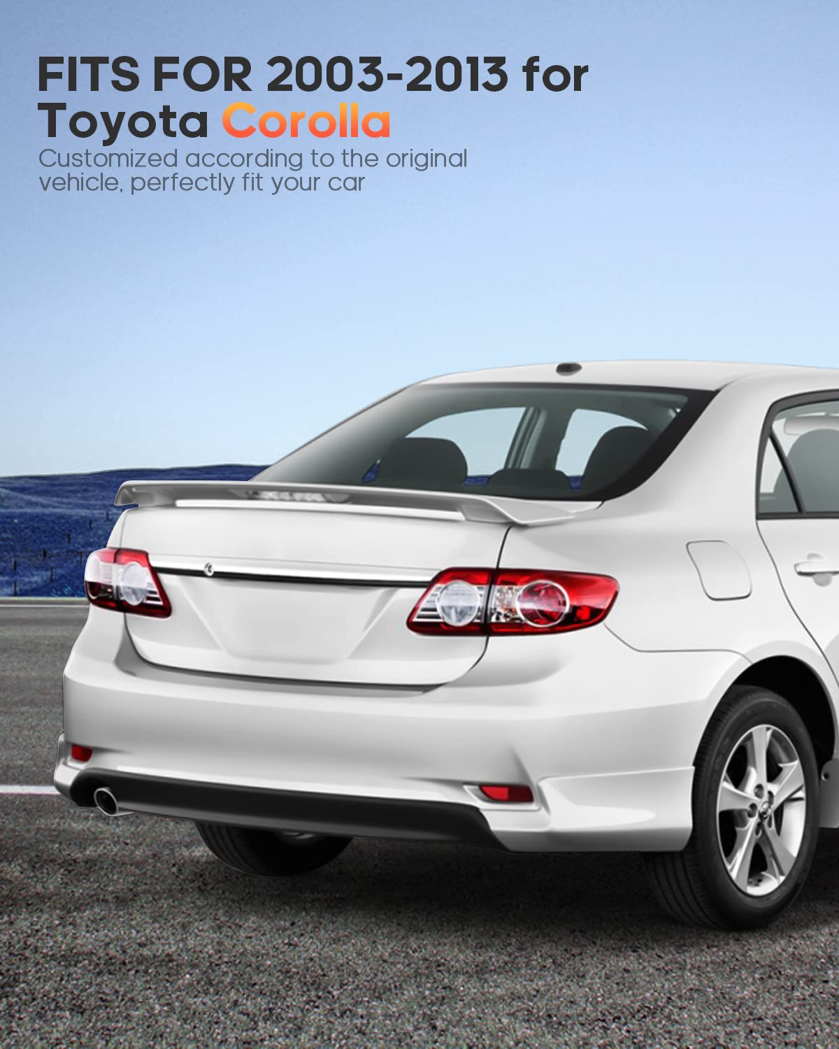 Findauto Abs Rear Trunk Spoiler Wing With 3Rd Brake Light Fits For 2003-2013 For Toyota Corolla Trunk Lip Spoiler