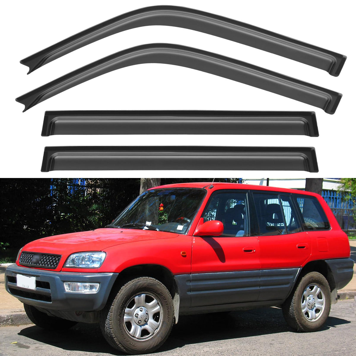Window Visors Rain Guards for 1996 1997 1998 1999 2000 Toyota RAV4, Out-Channel Window Vent Wind Deflectors Visors Shades for 96