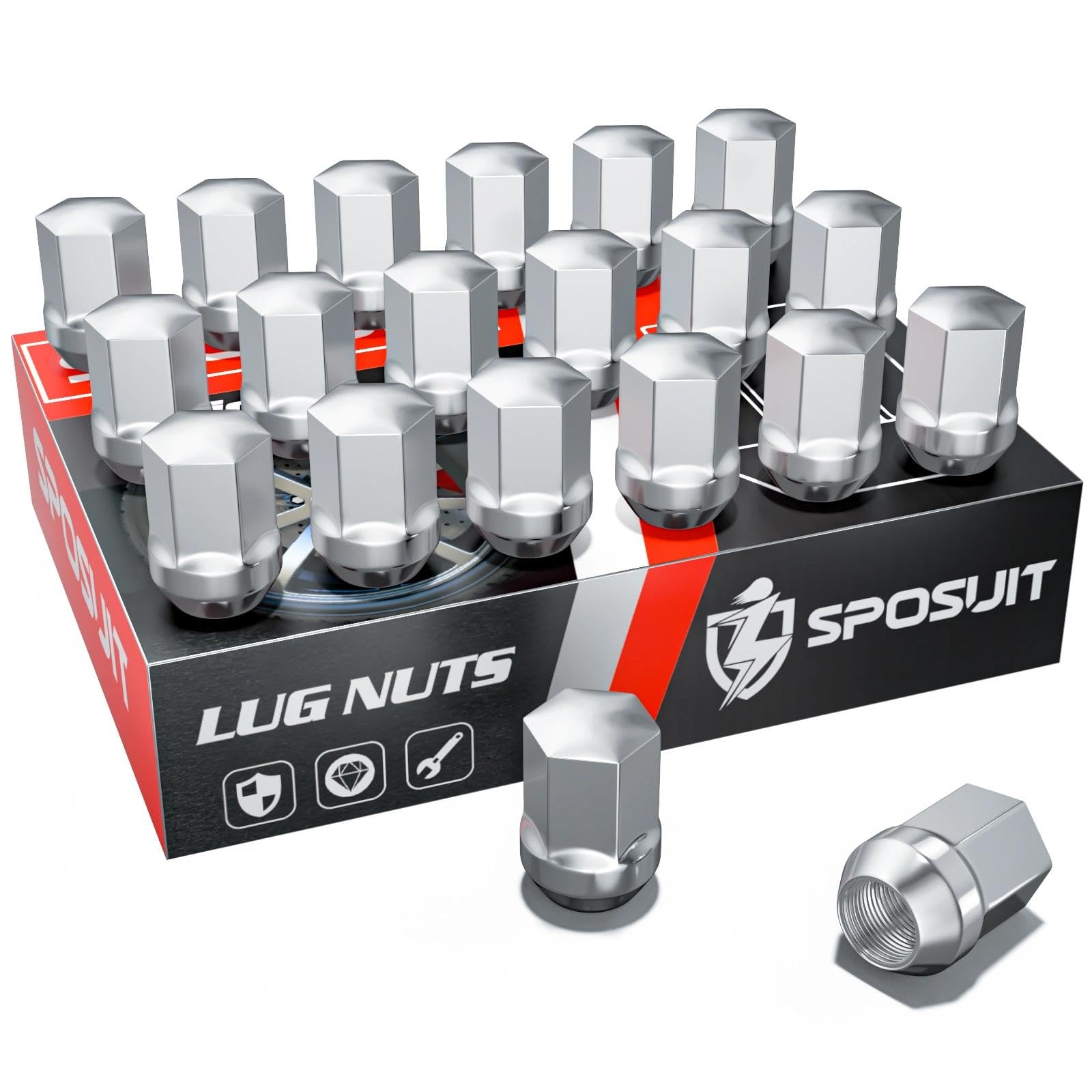 Sposuit M14x1.5 Lug Nuts - Replacement for 2019-2024 Ram 1500 - Closed End Black Lug Nut(24 Pcs)