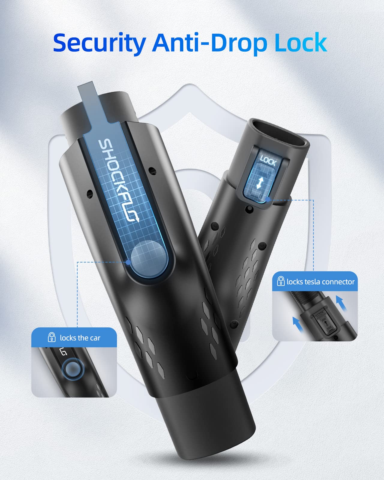 Shockflo J1772 Evs Adapter, Tesla To J1772 Adapter, Fit For All J1772 Evs, 48A 250V Max, With Anti-Drop Lock, For Tesla Destination Charger Mobile Connector Wall Connector