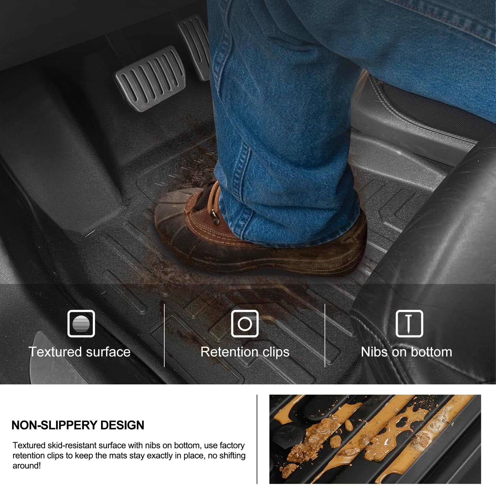 Kiwi Master Floor Mats For 2012-2020 Tesla Model S All Weather Protector Mat Front & Rear 2 Row Seat Heavy Duty Tpe Slush Liner