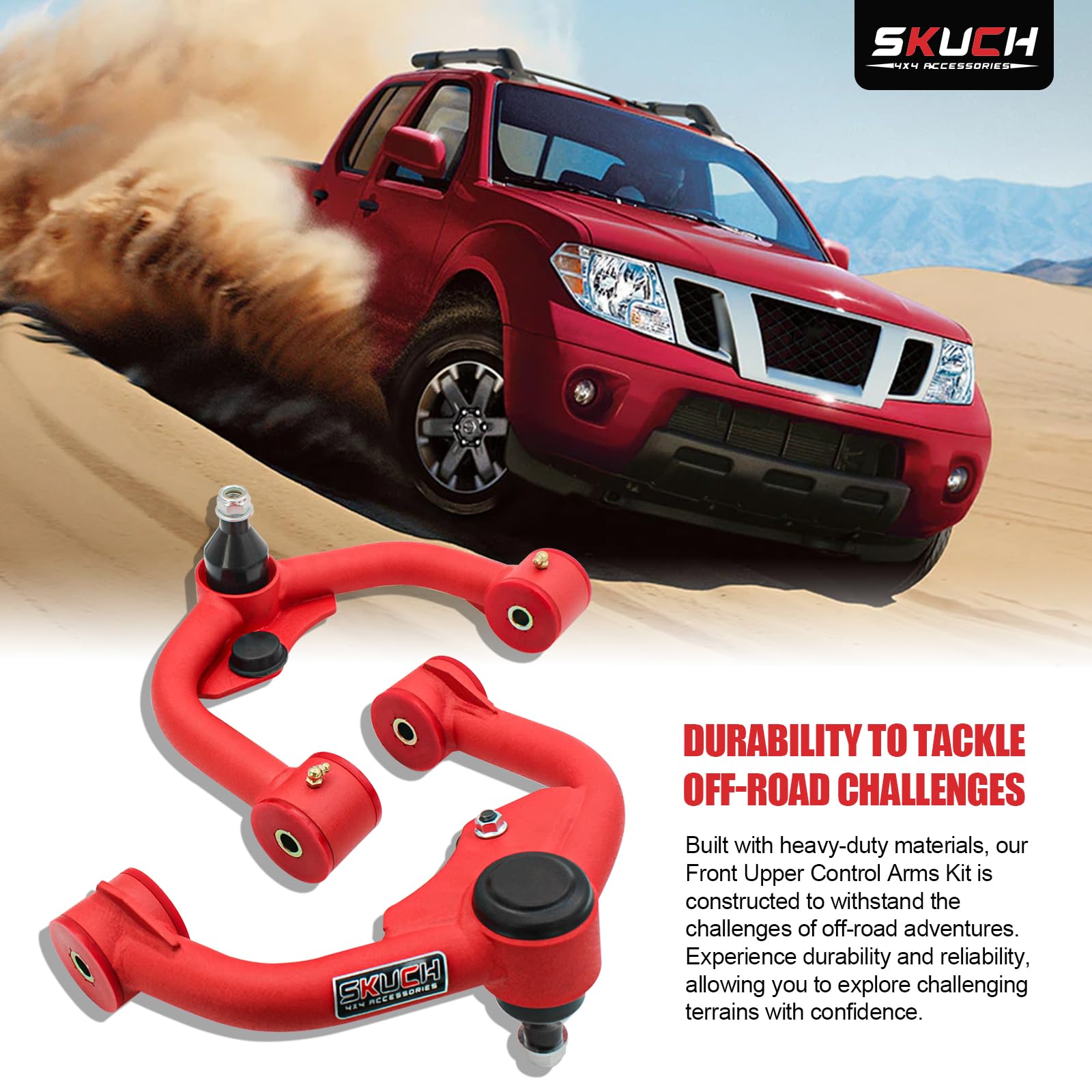 Front Upper Control Arms for Nissan Frontier 2005-2021, Pathfinder 2004-2018, Xterra 2005-2015, 1-3'' Lift Polyurethane Bushing