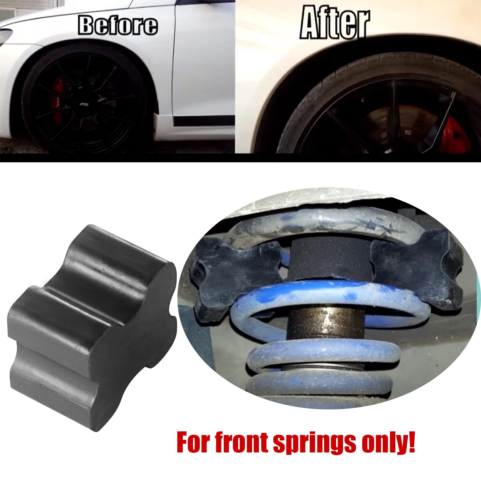 8 Pcs Heavy Duty Rubber Coil Spring Booster Kit, Rubber Coil Spring Spacer Kit For 1' To 1.5' Coil Spring Lift,Fits Most Cars Suvs