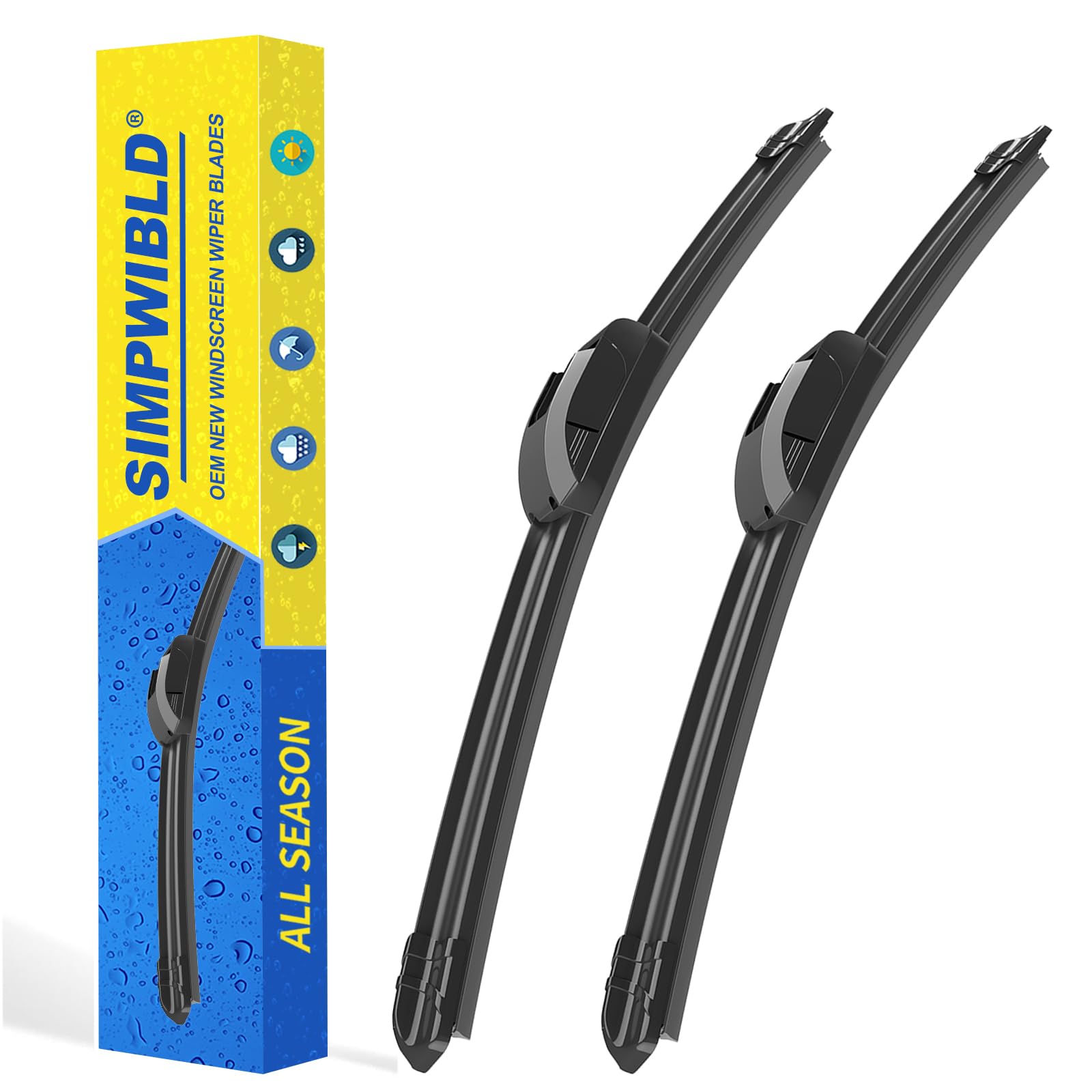 Oem Quality 22'+18' Premium All-Season Front Windshield Wiper Blades For Original Equipment Replacement (Set Of 2)