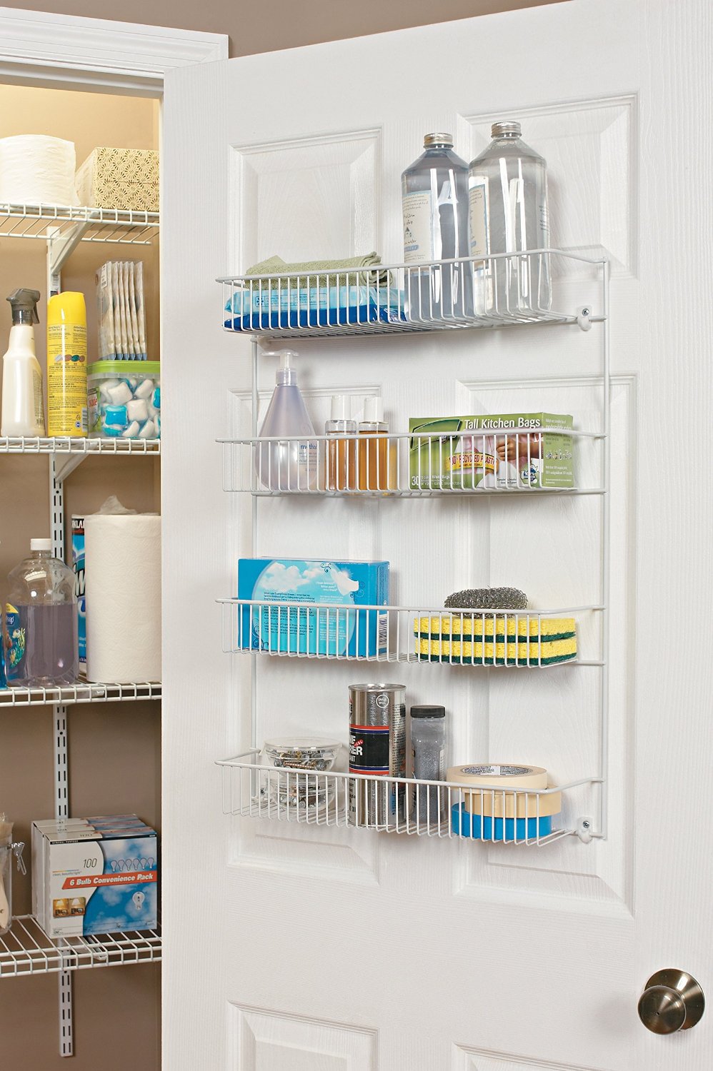 ClosetMaid 8033 4-Tier Wall Rack - 18-Inch Wide, White, Epoxy Coated Steel Storage Solution
