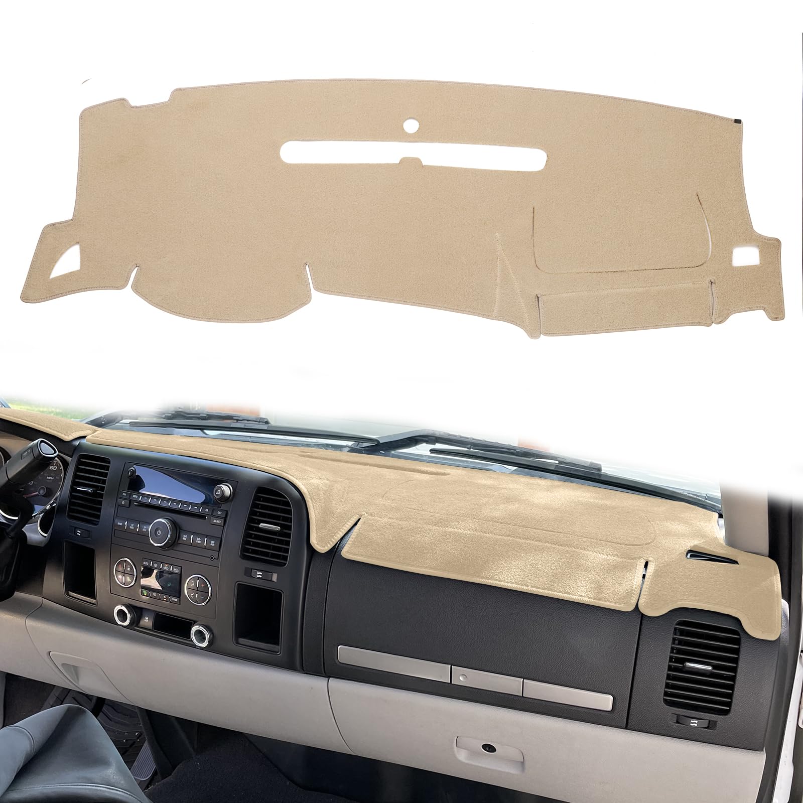 Hanlanka Dashboard Cover For Gmc Sierra And Chevrolet Silverado- Fits 2007-2013 Models With Two Glove Boxes. Custom Fit Dash Mat