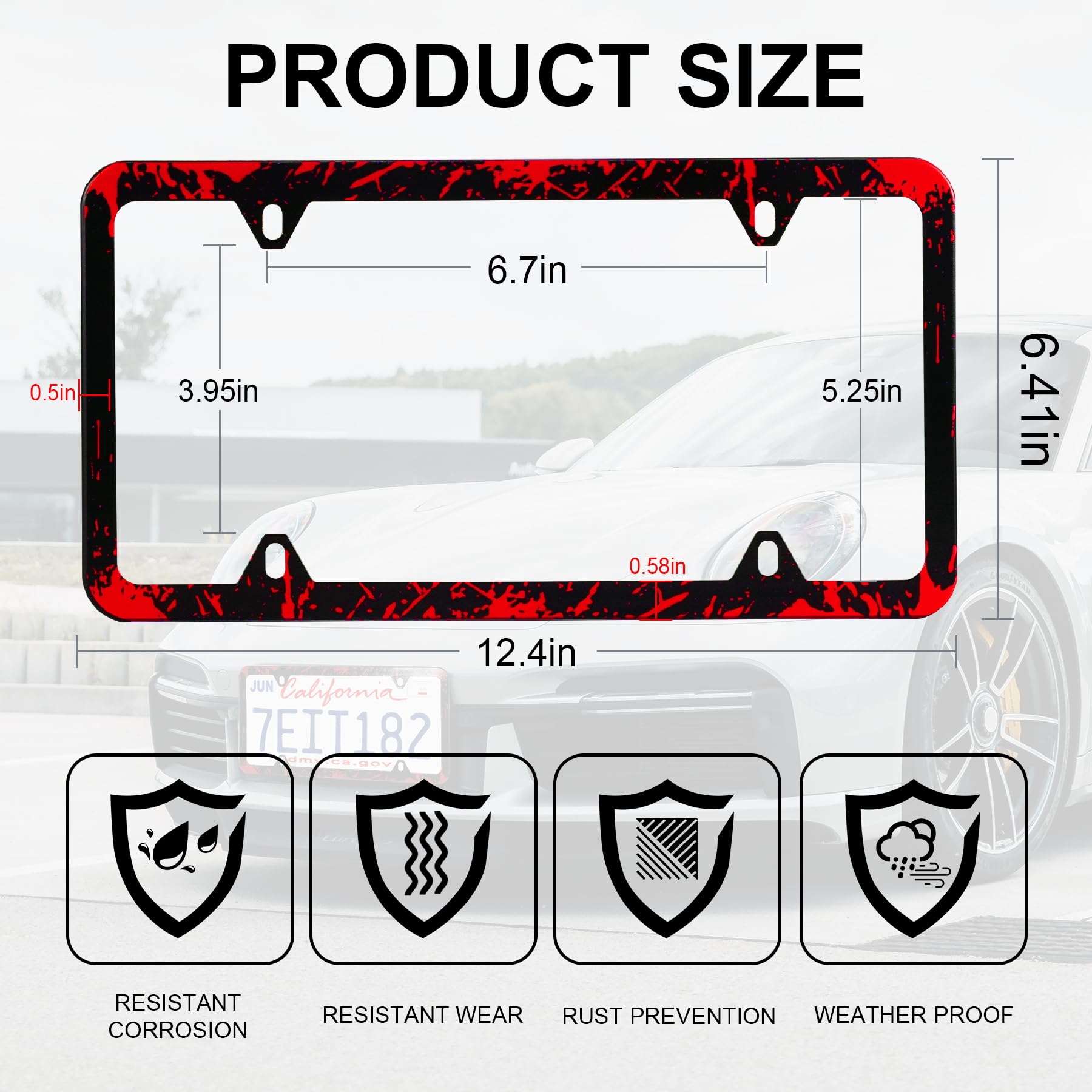 Livtee Black License Plate Frames, 4 Holes Stainless Steel License Plate Covers, 2Pcs Car License Plate Holder, Automotive Exter