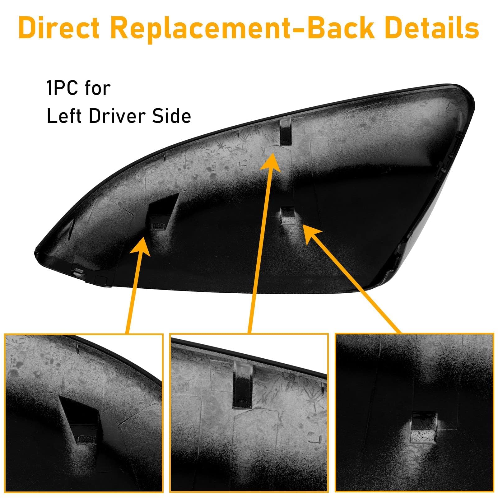 Moonlinks Compatible With 2016-2021 Honda Civic Passenger Side Mirror Cover,Glossy Black For 10Th Gen Civic,2019-2022 Insight,Rh