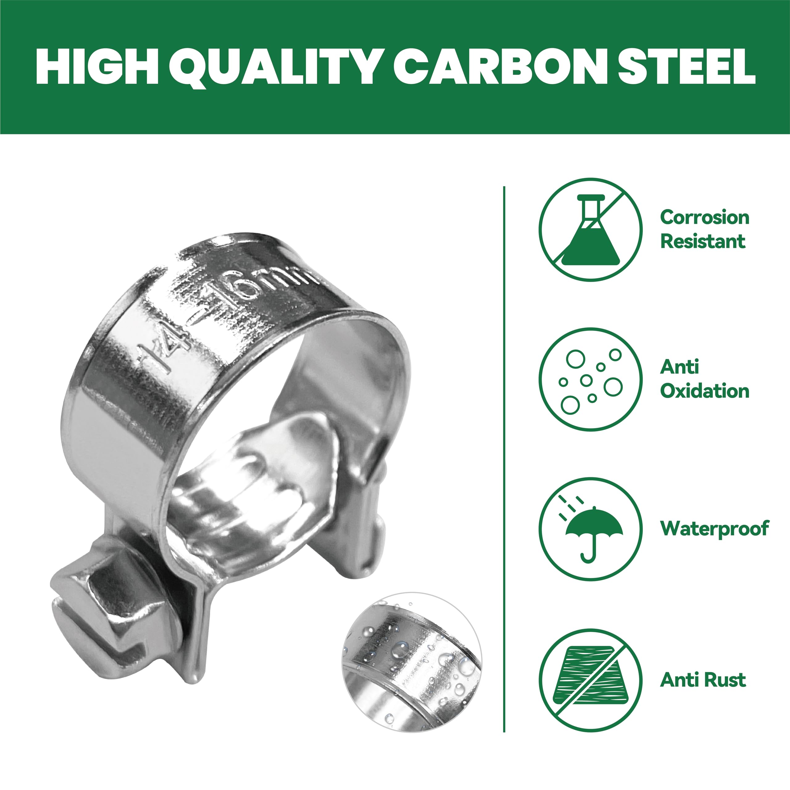 LAR-ME 3/8'' Small Fuel Injection Hose Clamps, 20PCS Gas Line Hose Clamp, Adjustable Pipe Hose Clip Tube Clamps for Automotive,A