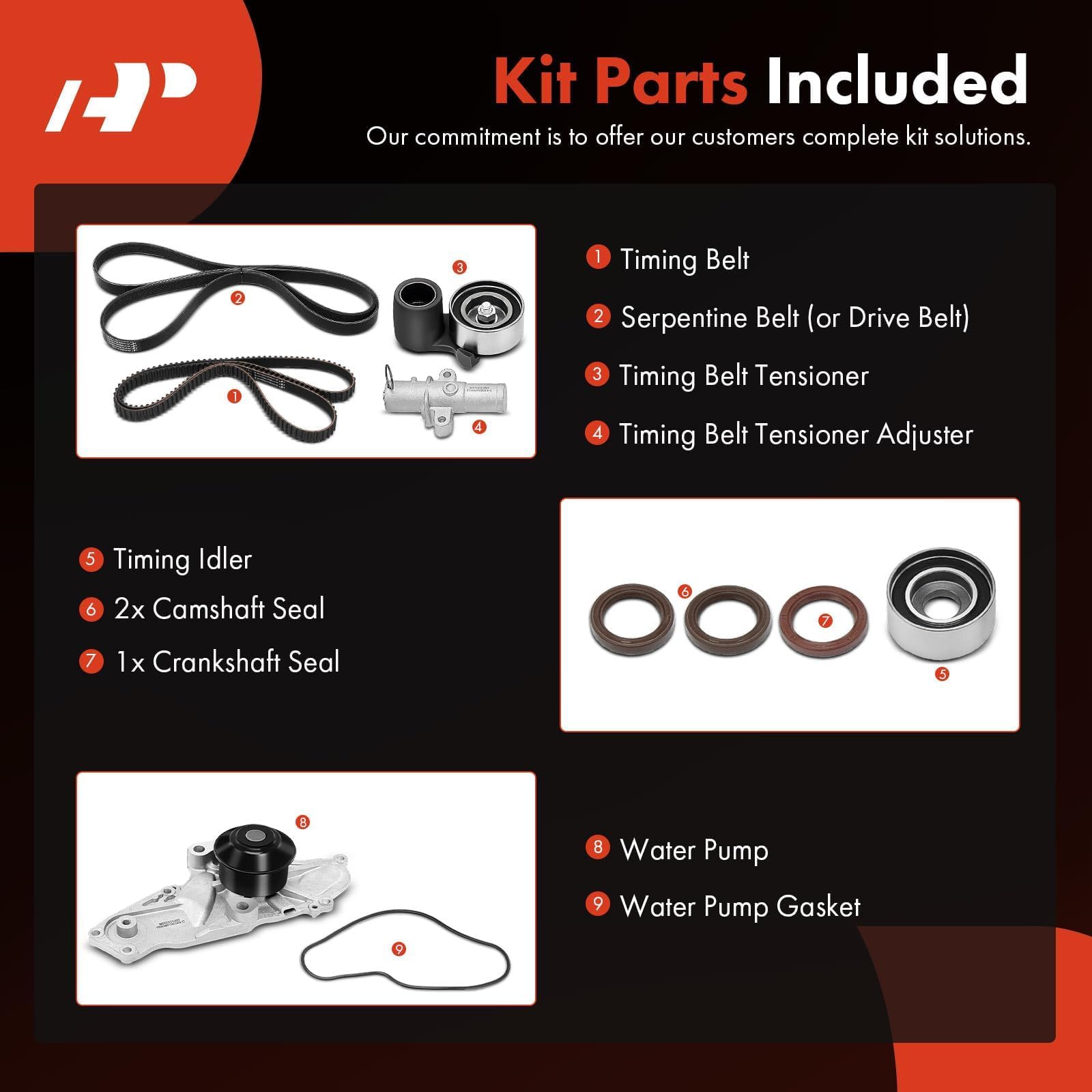 A-Premium Timing Belt Kit & Water Pump Compatible With Honda, Acura & Saturn Cars 2003-2018 - Accord, Odyssey, Pilot, Crosstour,