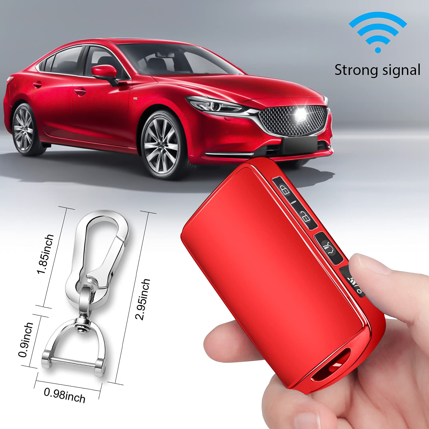 Qbuc For Mazda Key Fob Cover,Soft Tpu Protector Key Holder With Keychain For 2019-2021 Mazda 3,For Mazda 3 Hatchback,For 2020-2021 Mazda Cx-5,Cx-30,Cx-9,Cx-12 3-4-Buttons Smart Key(Red)