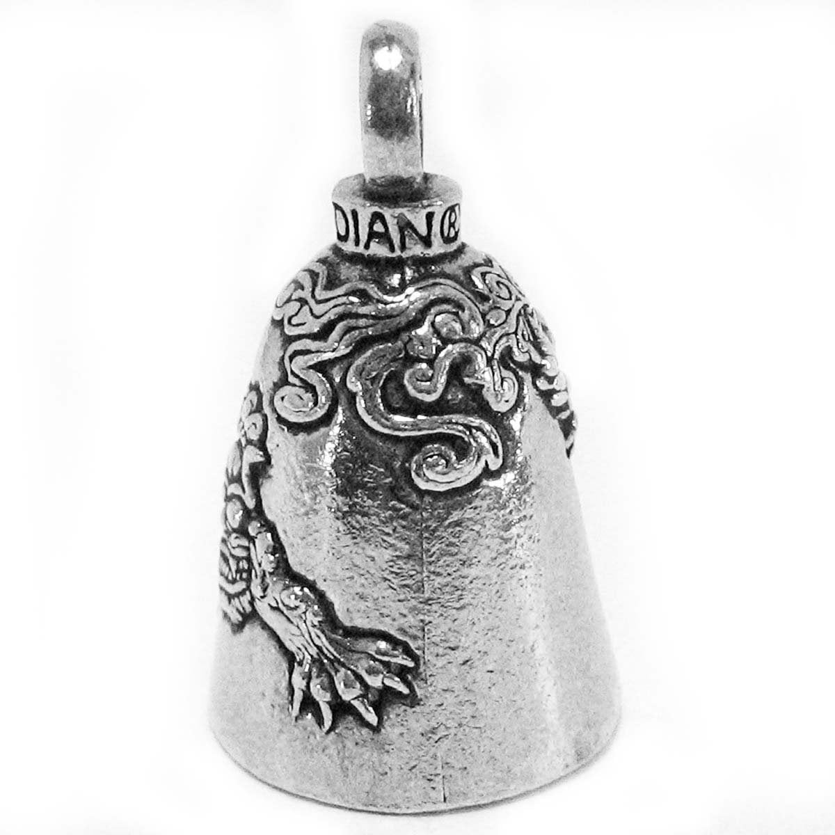 Guardian Bell Foo Dog Good Luck Bell w/Keyring & Black Velvet Gift Bag | Motorcycle Bell | Lead-Free Pewter | Good Luck Gift to