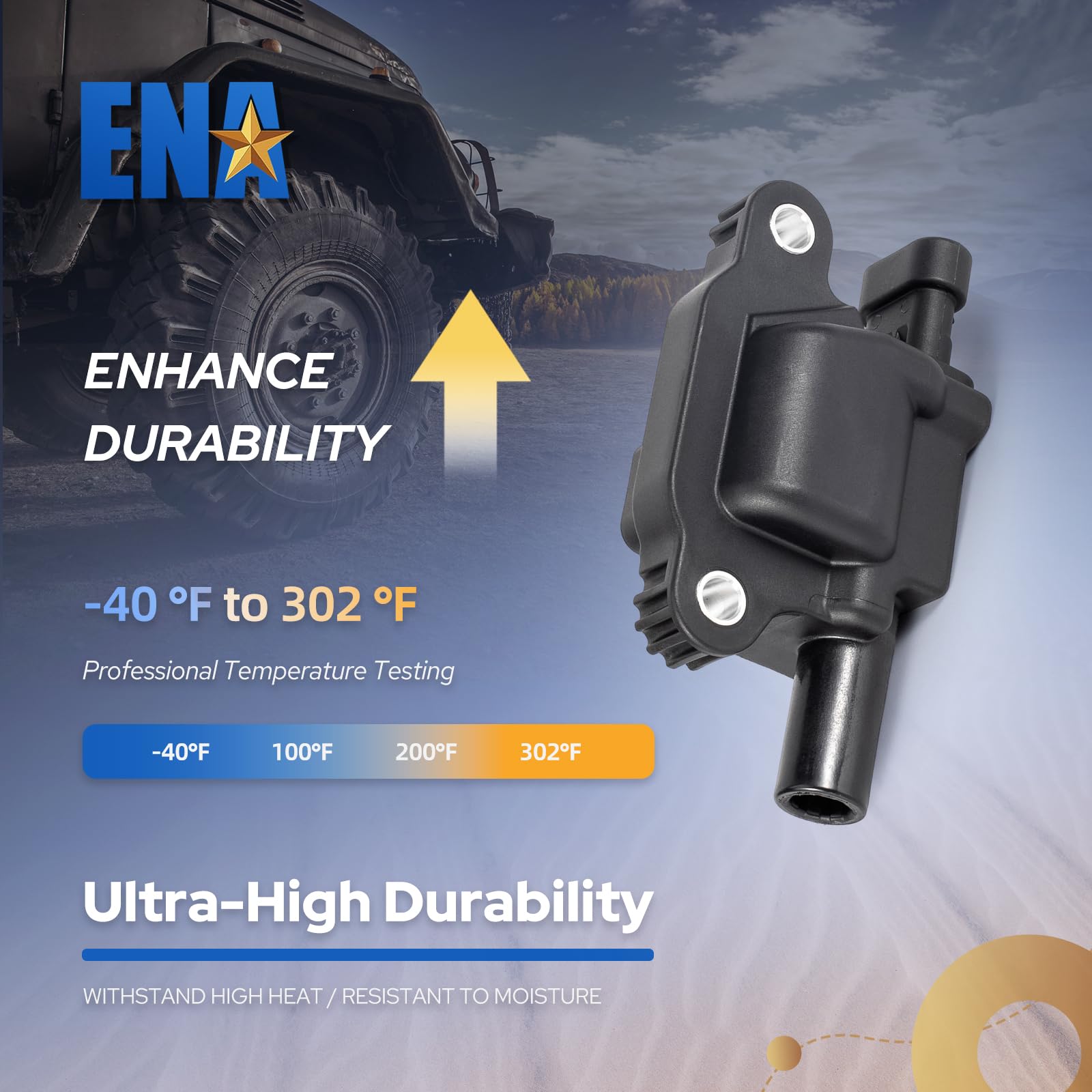ENA Square Ignition Coil Pack Compatible with Cadillac Chevrolet Chevy GMC Sierra CTS Escalade Avalanche Express Silverado Subur