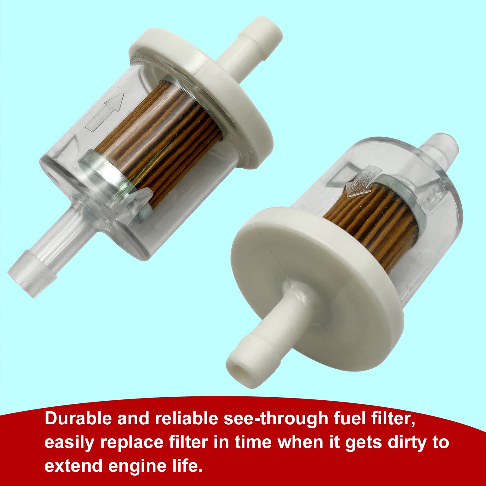 Replacement Fuel Filter for Briggs Stratton 691035 40 Micron 1/4 Inch Inline Fuel Filter Compatible with Kawasaki 49019-0014 490
