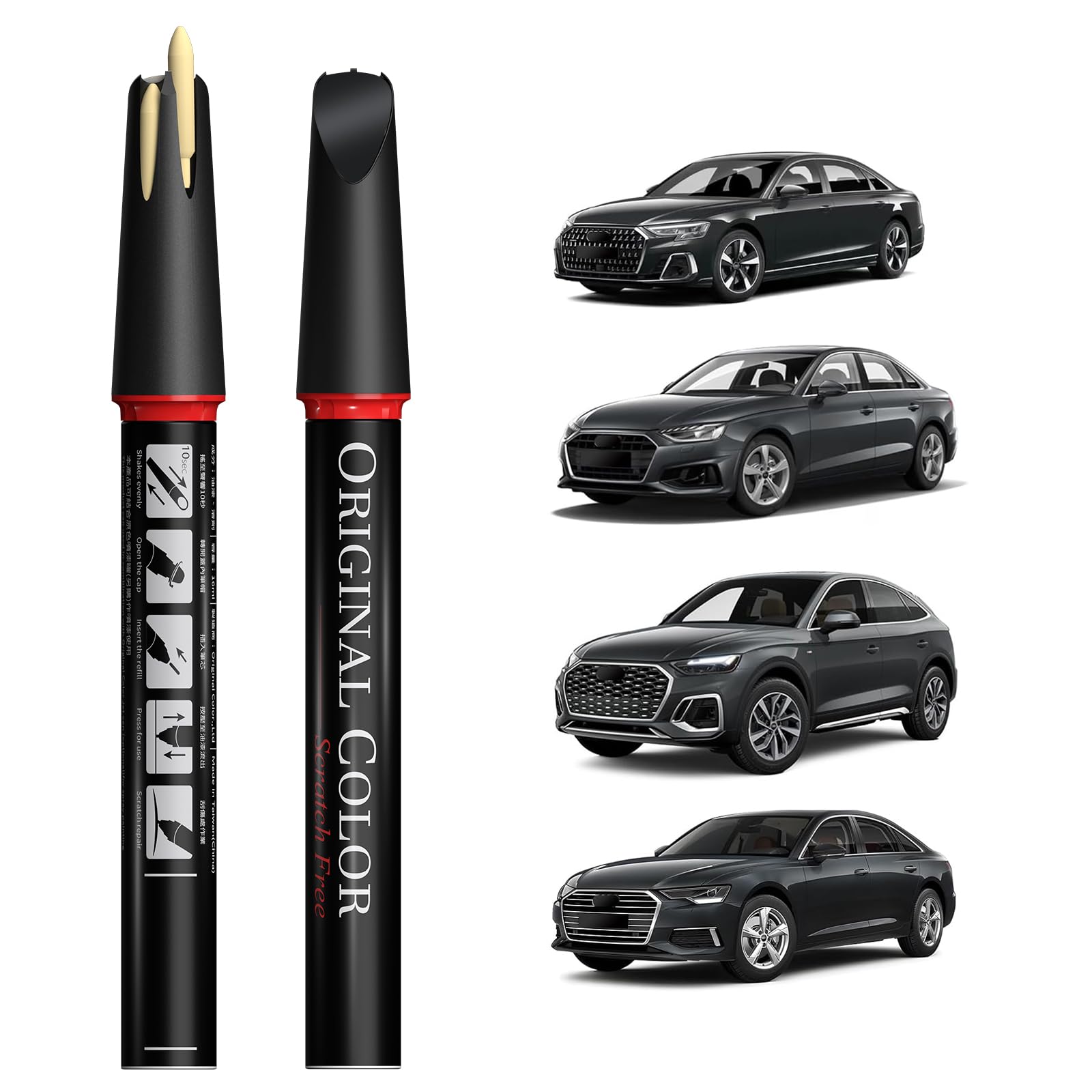 Carhoo LX7E/N8 Dew Silver (Tausilber) Metallic Suitable for Audi Exact Match Touch Up Paint Pen Car Scratch Repair - Genuine Cus