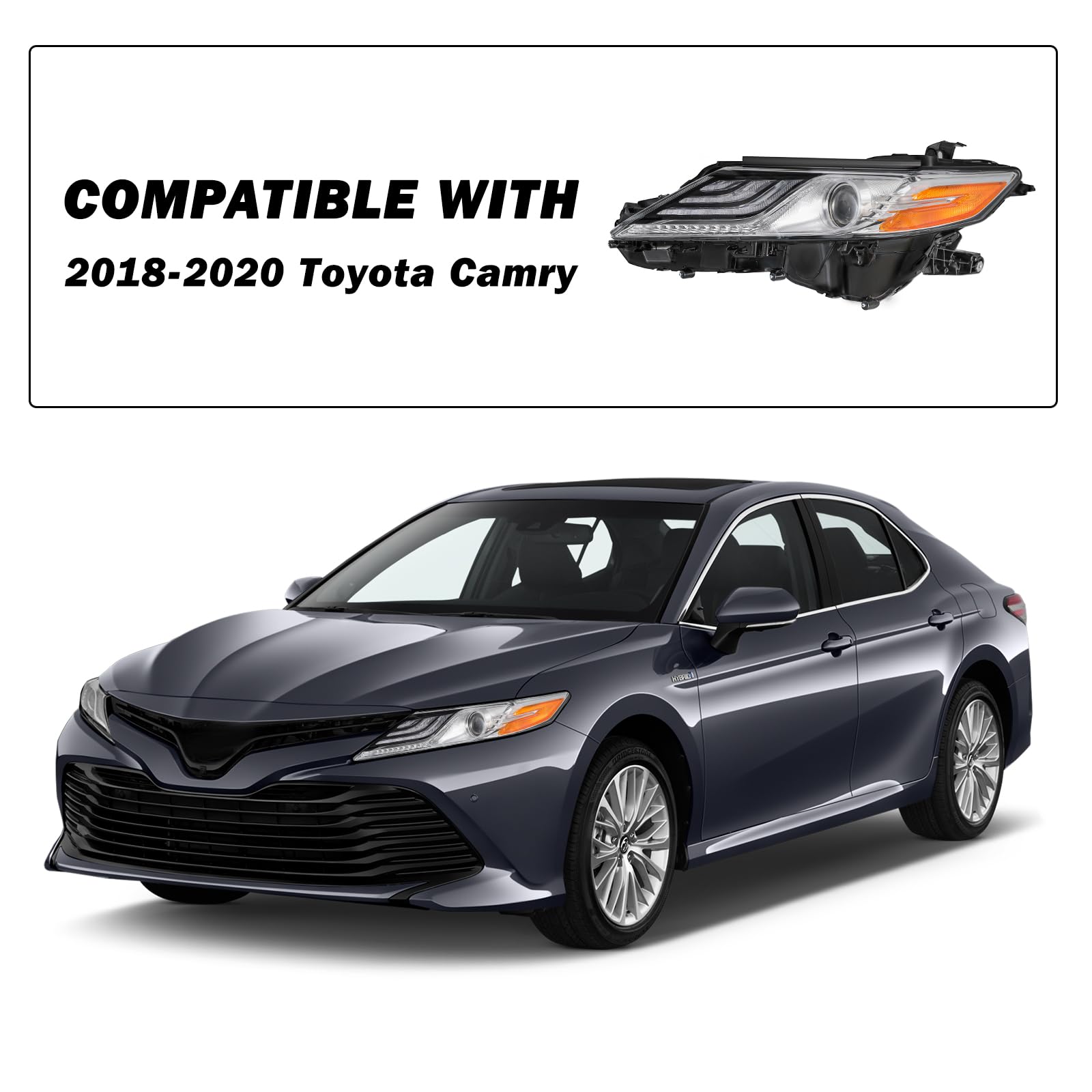 Sockir Led Drl Projector Headlight Assembly Fit For 2018 2019 2020 2021 2022 2023 Toyota Camry Xle Xse Oem Headlamp Replacement Left Driver Side