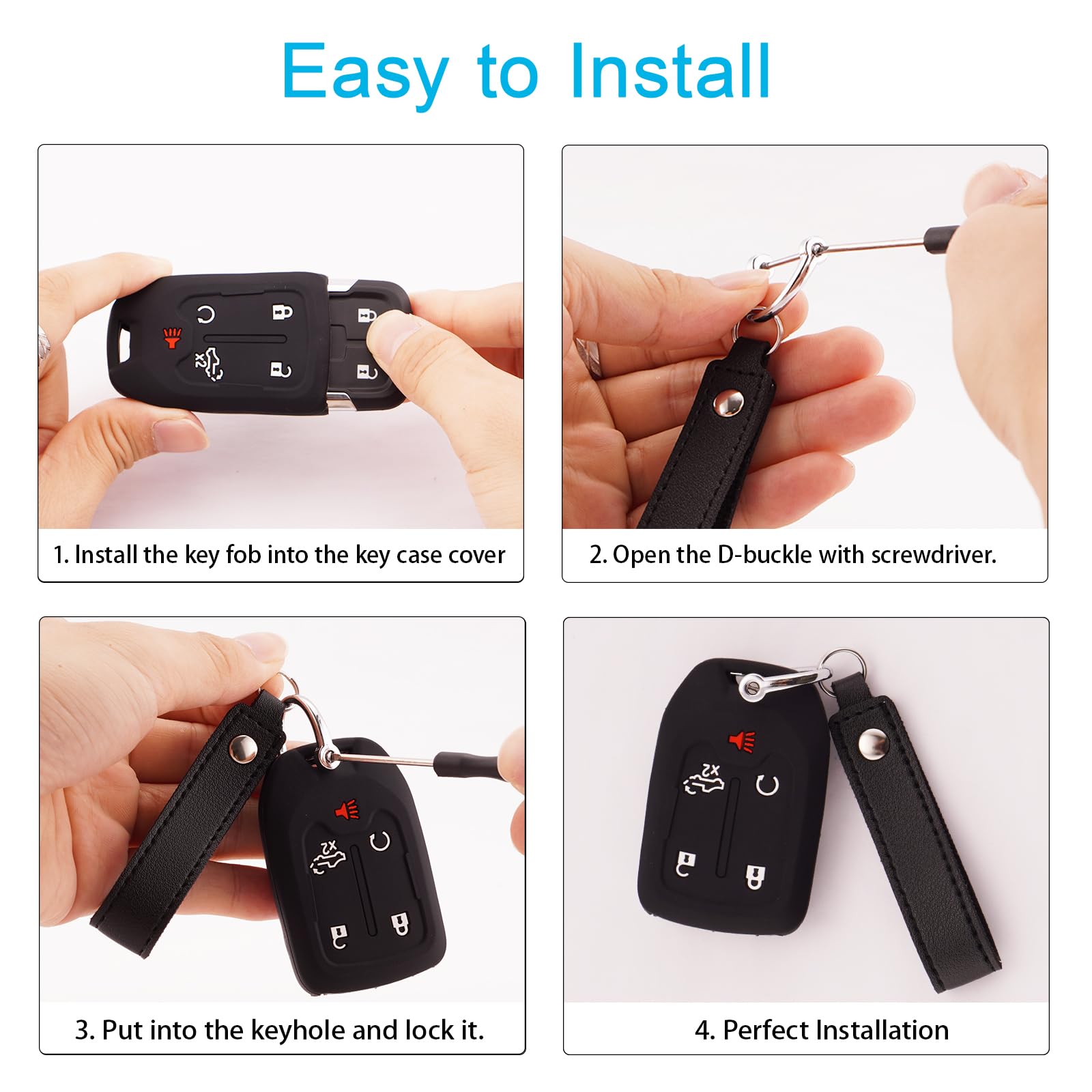 Koaudb Silicone Key Fob Cover Compatible With Chevy Gmc 5 Buttons 2023 2022-2019 Chevy Silverado Tahoe Suburban Gmc Sierra Acadi