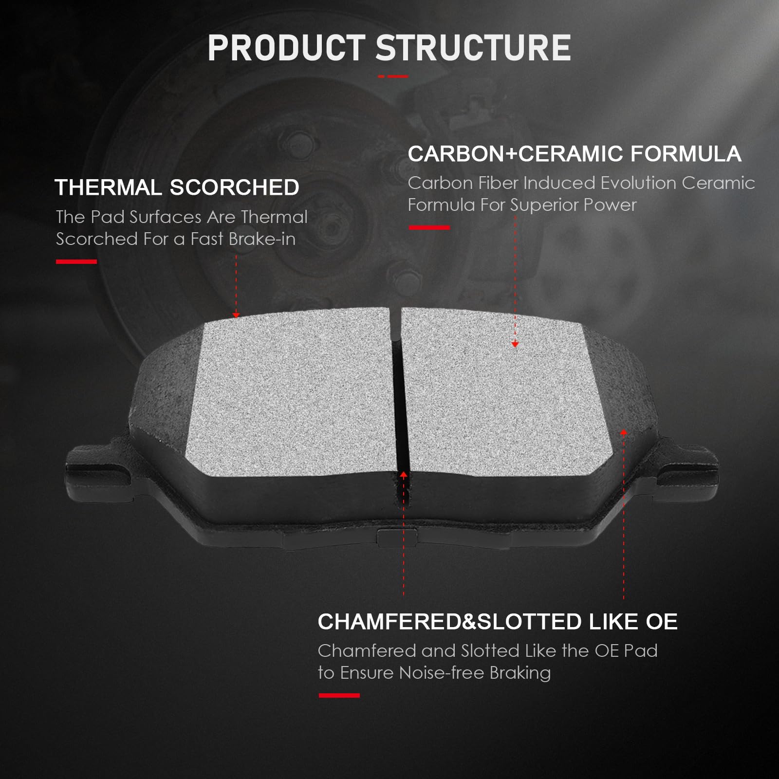 Cciyu D1811 Professional Ceramic Front Brake Pads Set Fit For 2016-2018 For Fiat 500X,2016-2020 For Jeep Compass,2015-2019 For J