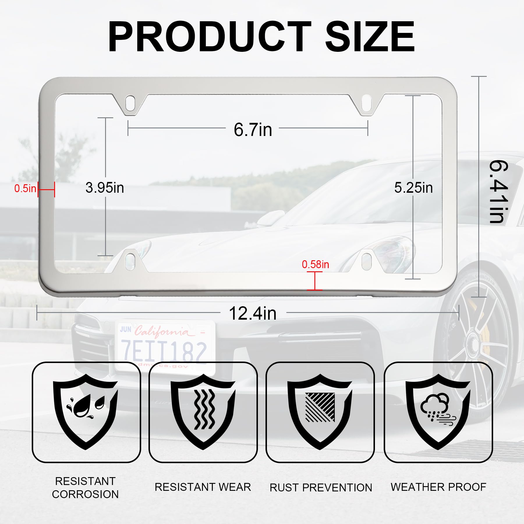 Livtee Chrome License Plate Frames, 4 Holes Stainless Steel License Plate Covers, 2Pcs Car License Plate Holder, Automotive Acce