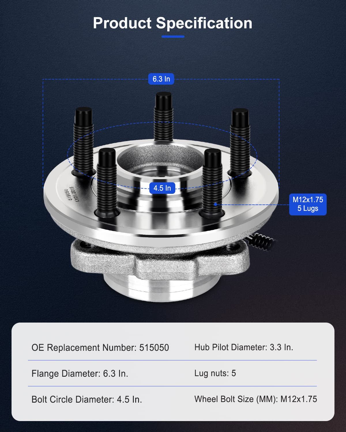 ECCPP 515050 2PCS Wheel Hub Bearing Assembly Lincoln Aviator Ford Explorer Mercury Mountaineer 2002 2003 2004 2005 4WD RWD 5 Lug