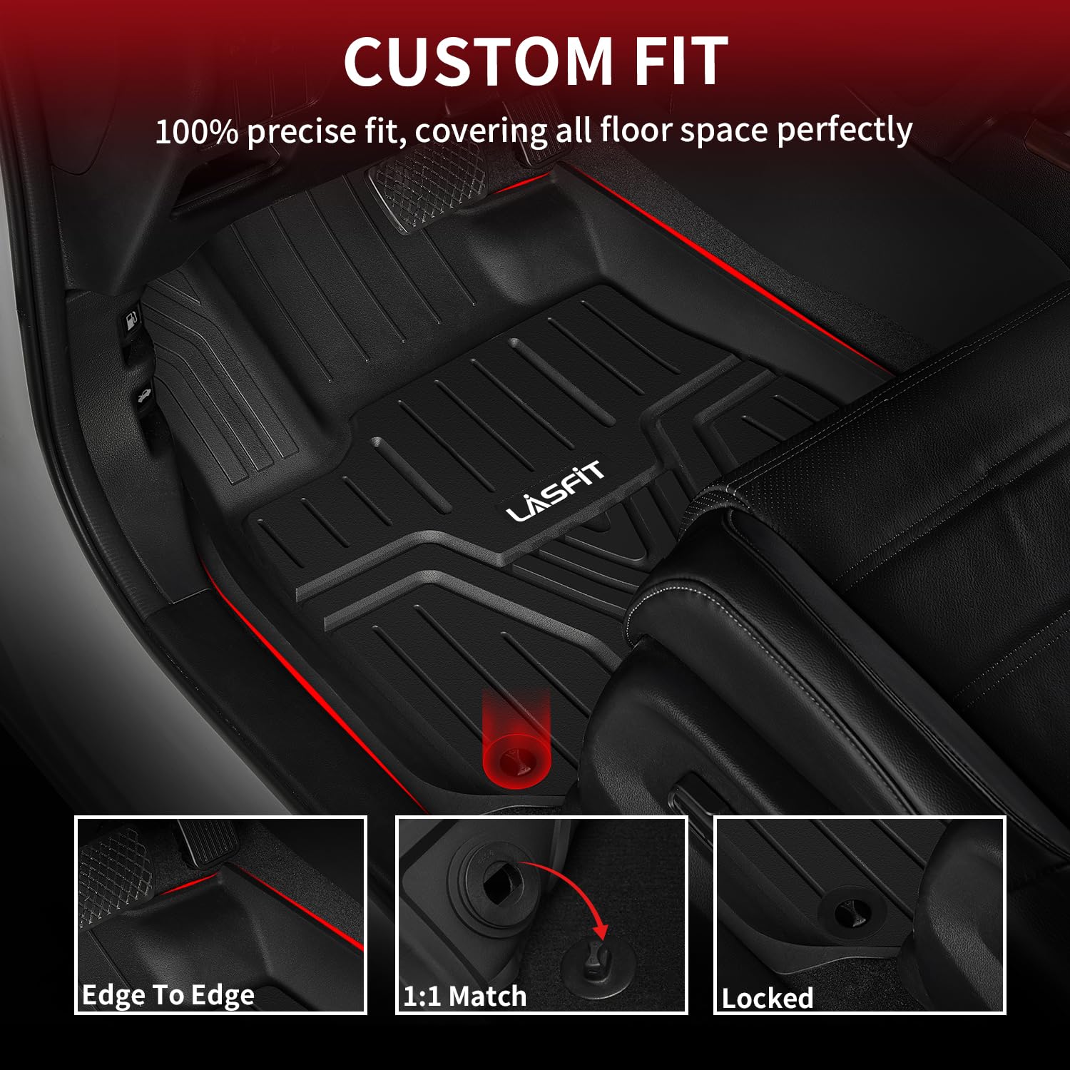 Lasfit Floor Mats For Honda Cr-V | Crv 2017-2022 (Include Hybrid Models), All Weather Protection Custom Fit Tpe Full Coverage Ea
