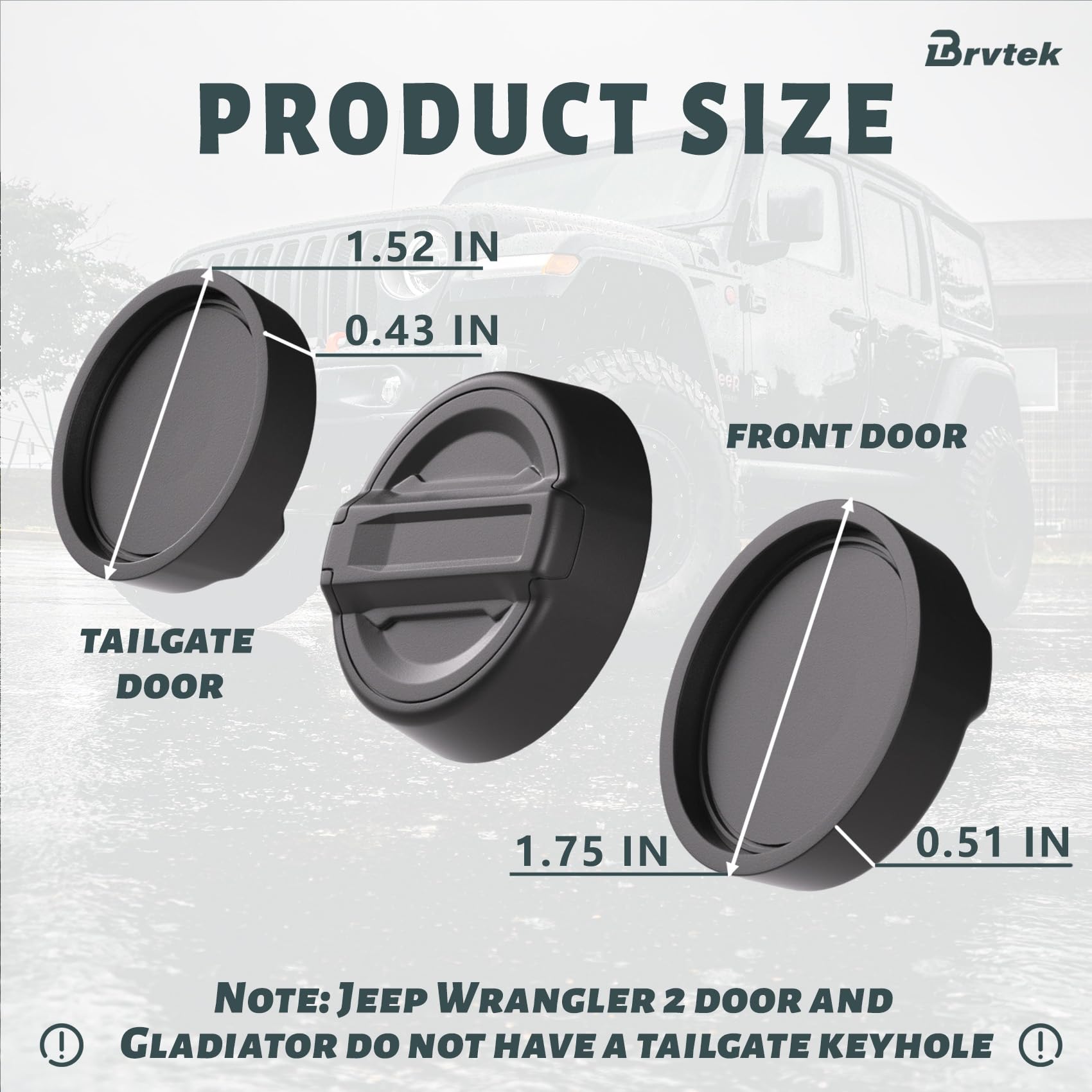 Brvtek For Jeep Keyhole Cover, For 2018-2024 Jeep Wrangler Jl & Gladiator Jt, Door Lock Cover For Wrangler, Front Door Keyhole C
