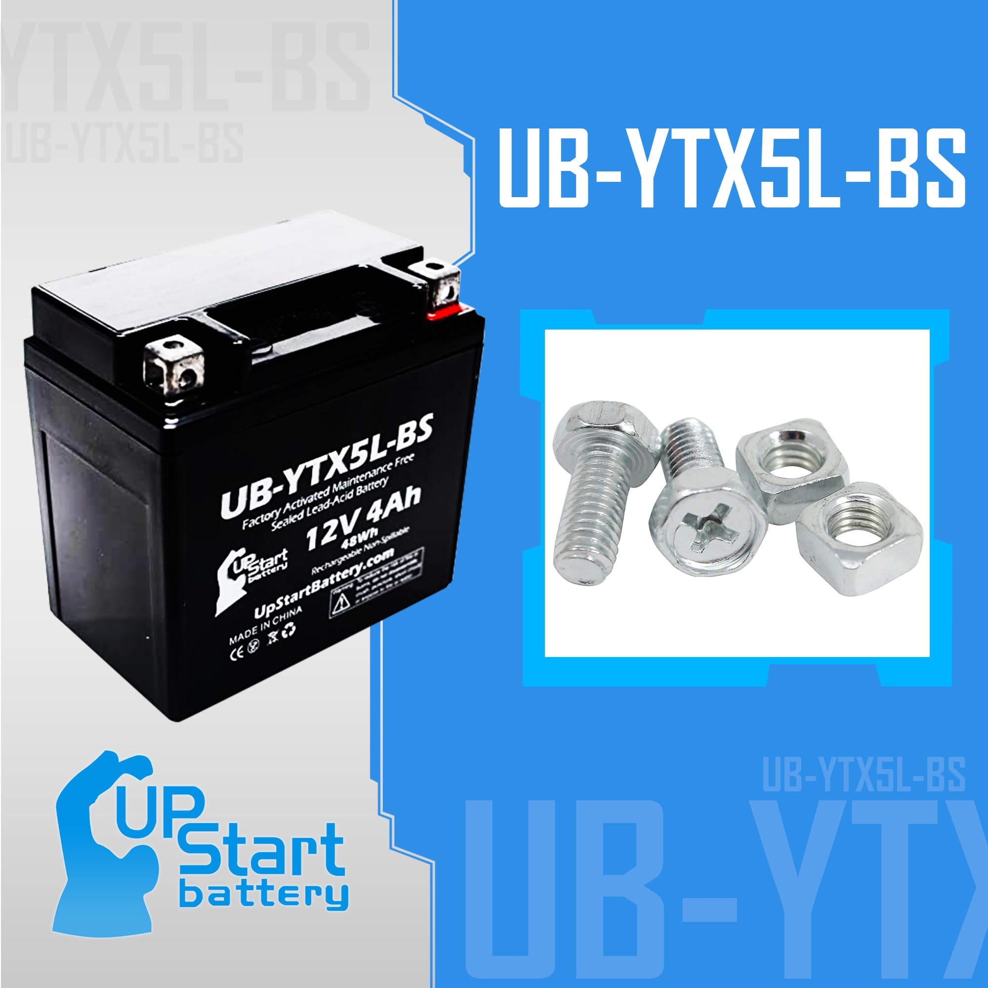 Replacement For 2005 Yamaha Yw50A Zuma 50Cc Factory Activated, Maintenance Free, Scooter Battery - 12V, 4Ah, Ub-Ytx5L-Bs