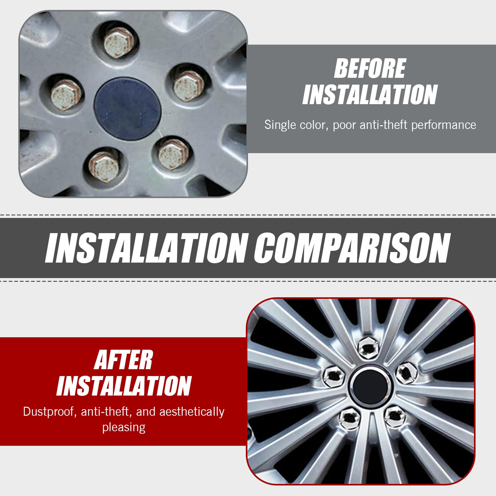 getfay Pack-21 Car Tire Screw Cap, 0.66/17mm Waterproof Dustproof Bolt Protection Cover with Disassembly Tool, Wheel Lug Nut C