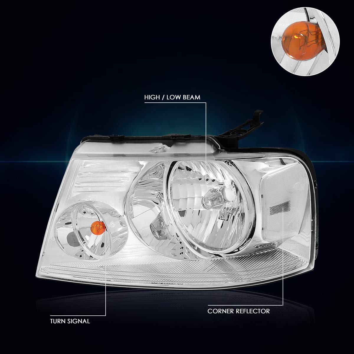 2Pcs Replacement Headlights Assembly Compatible With Ford F150 04-08/Lincoln Mark Lt 06-08,Chrome Housing/Clear Corner