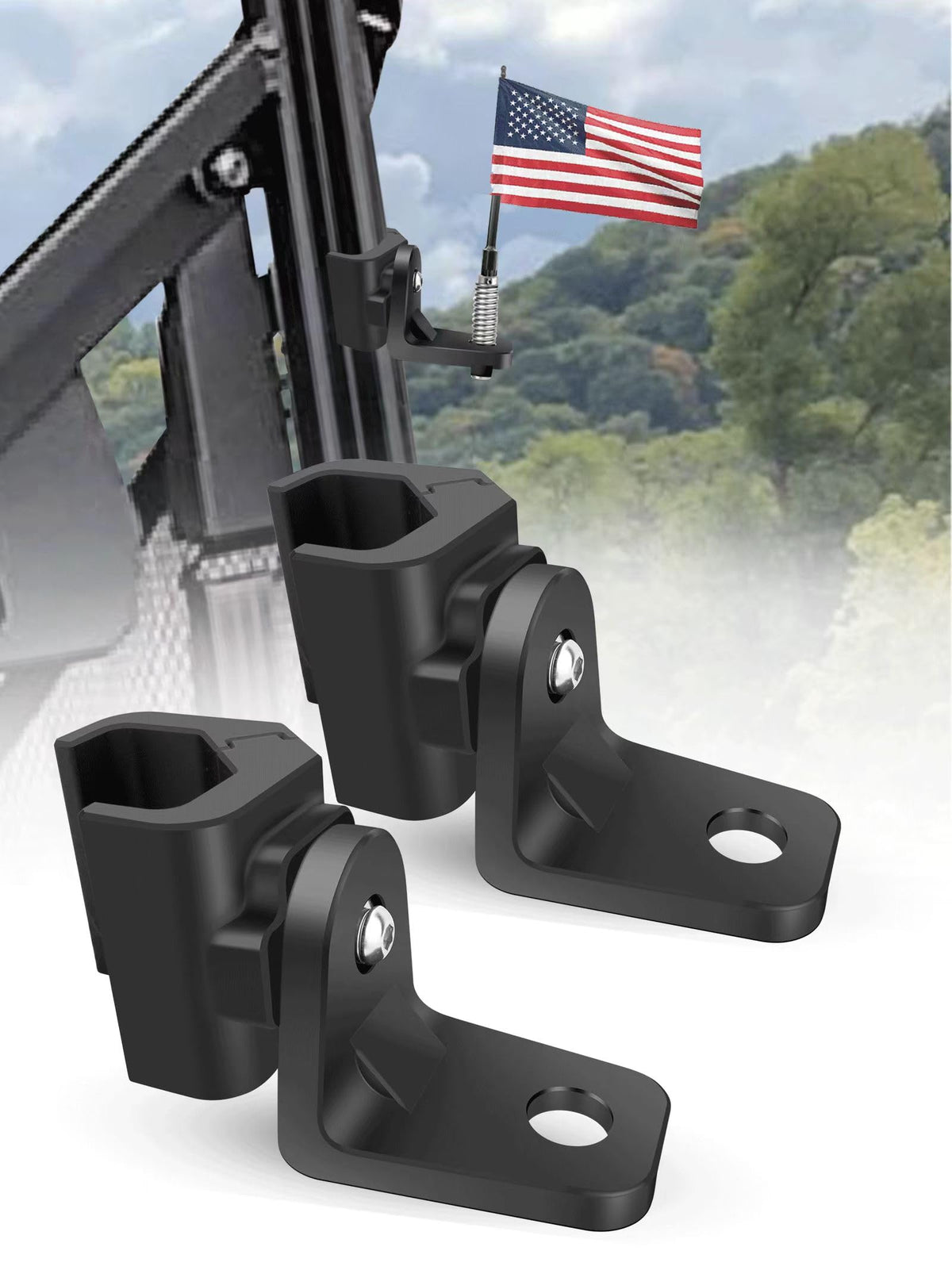 Zidiyoruo Utv Whip Mount For Polaris Ranger, 2Pcs Heavy-Duty Whip Light Mount For Polaris Ranger General Can Am Defender Command