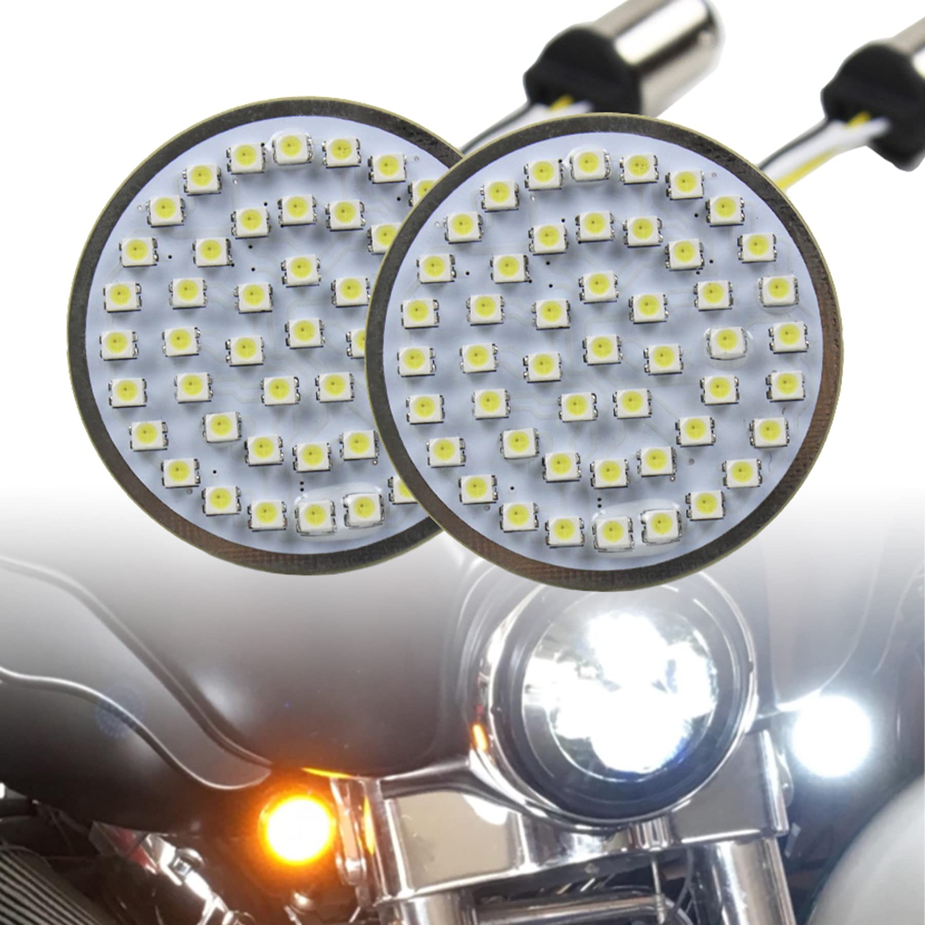 Motorcycle Led Light 2' 50Mm Bullet Style Led Turn Signals Pannel For Motor Bike Sporter Softail Touring (1157 Base-1) …