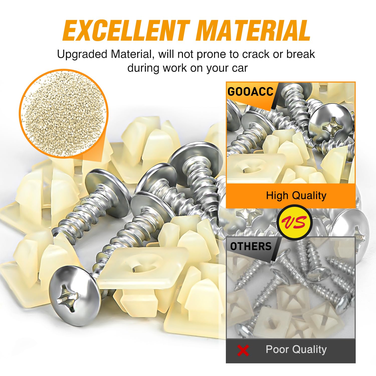 Gooacc License Plate Screw Kit, Stainless Steel Screws With Nylon Nuts For Fastening Front And Back License Plates On Cars, Suvs