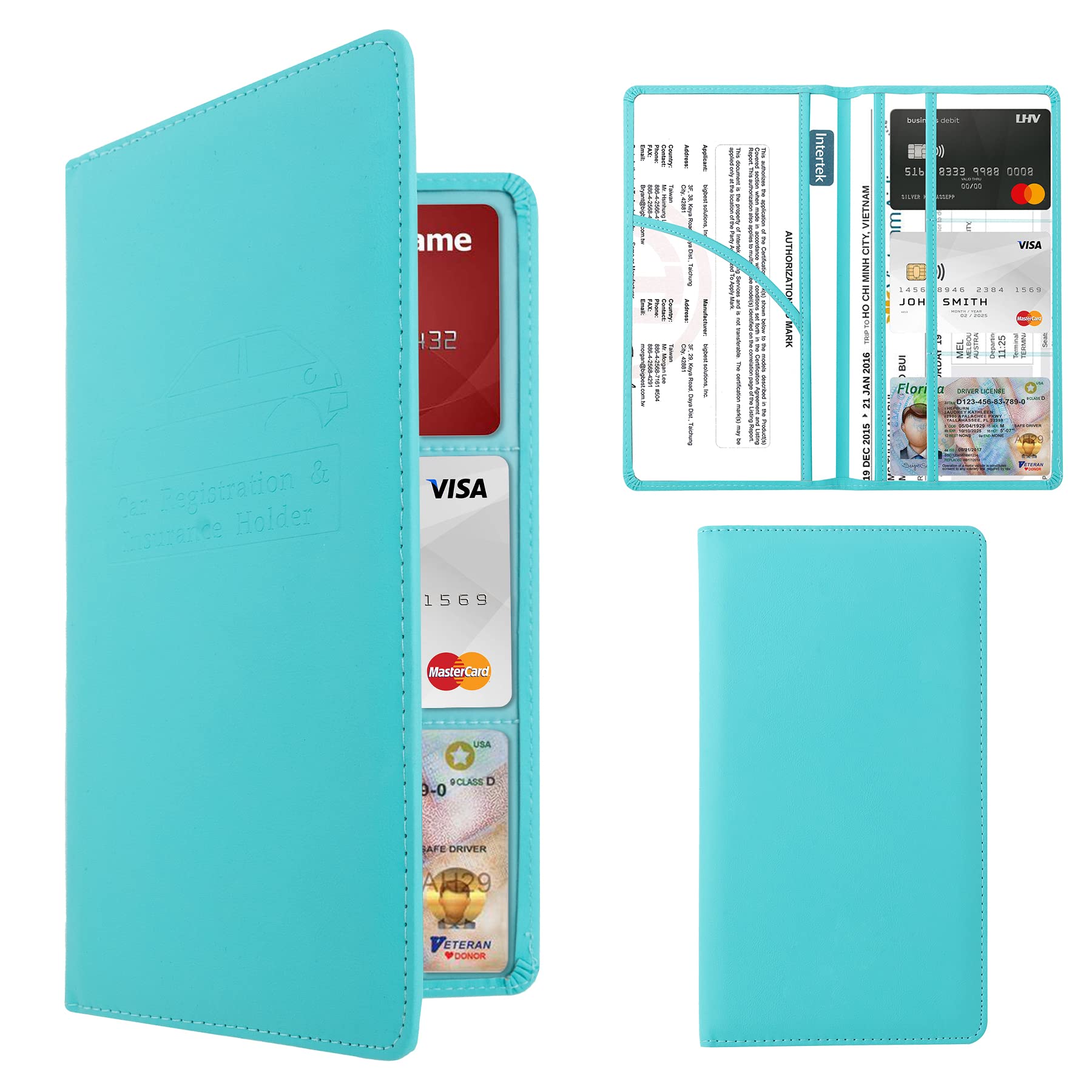 Dalueery.H Car Registration And Insurance Holder Registration And Insurance Card Holder Car Essentials For Women(Green)