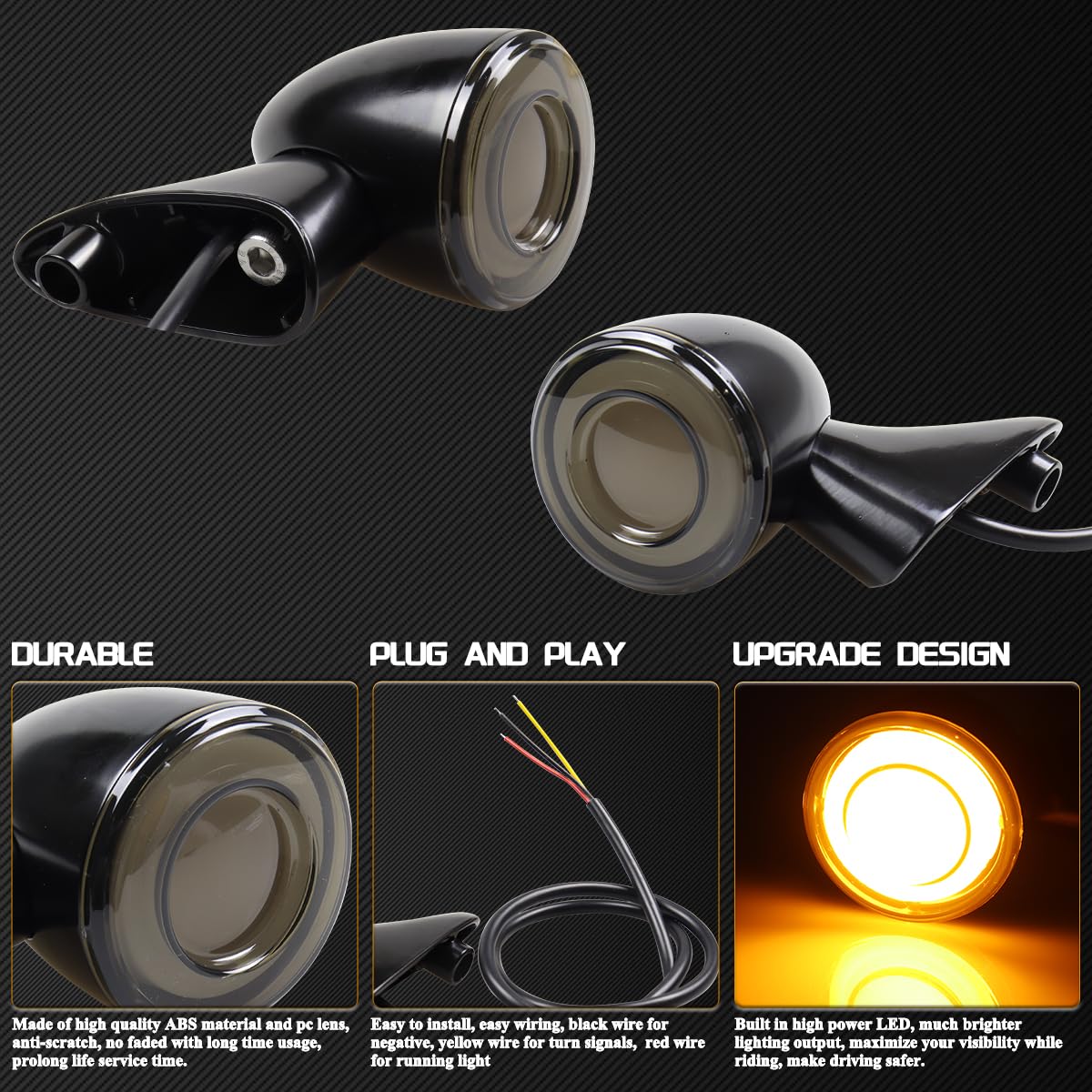 FACAILAHA Smoked Switchback Front LED Turn Signals Light Motorcycle Running Light for Harley Touring Road Glide Police 2004-2024