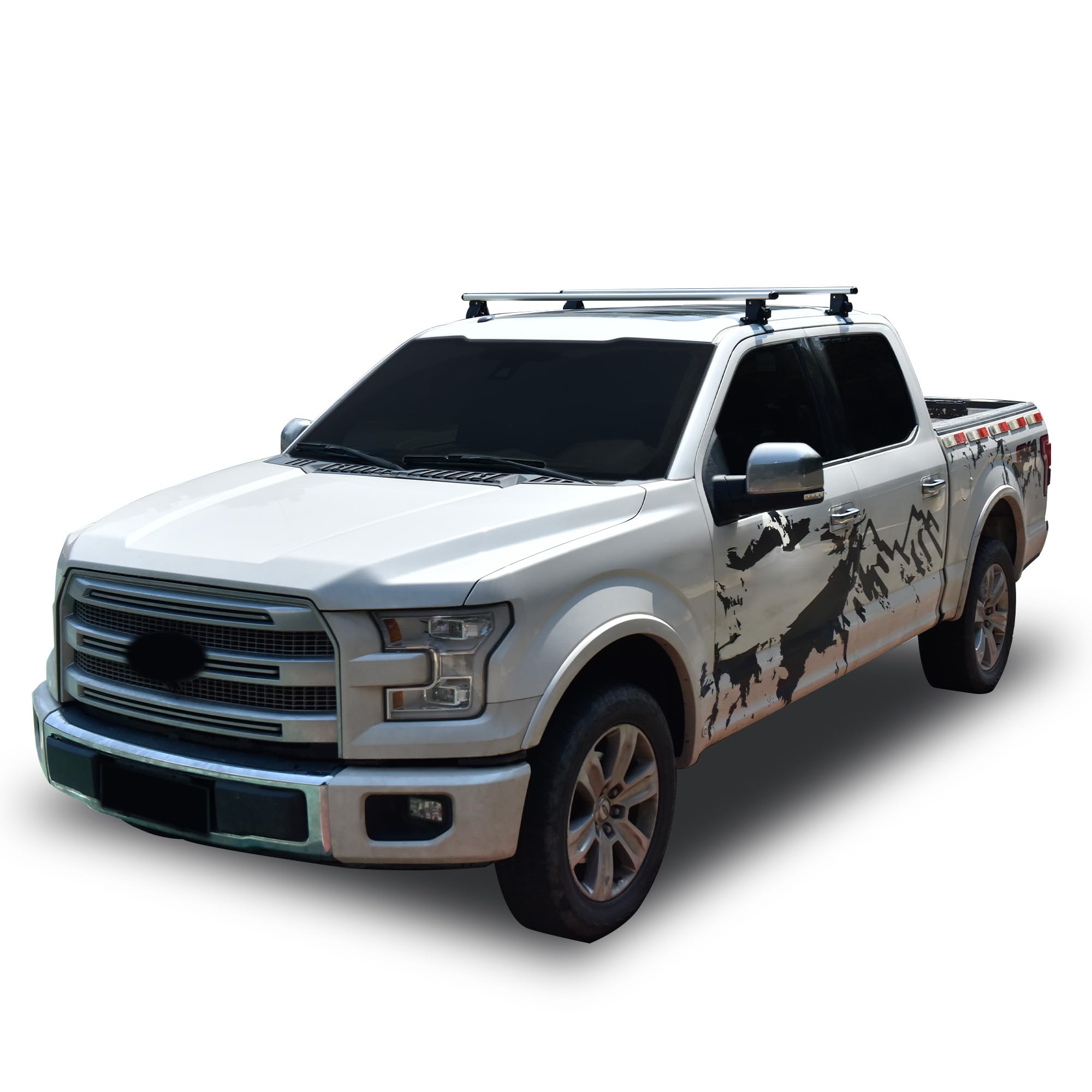 Black Horse Traveler Cross Bar Silver Compatible With 2013-2025 Ram 1500|2015-2025 Ford F-150|2013-2025 Chevrolet Silverado 1500|2016-2025 Toyota Tacoma-Tr-60Si