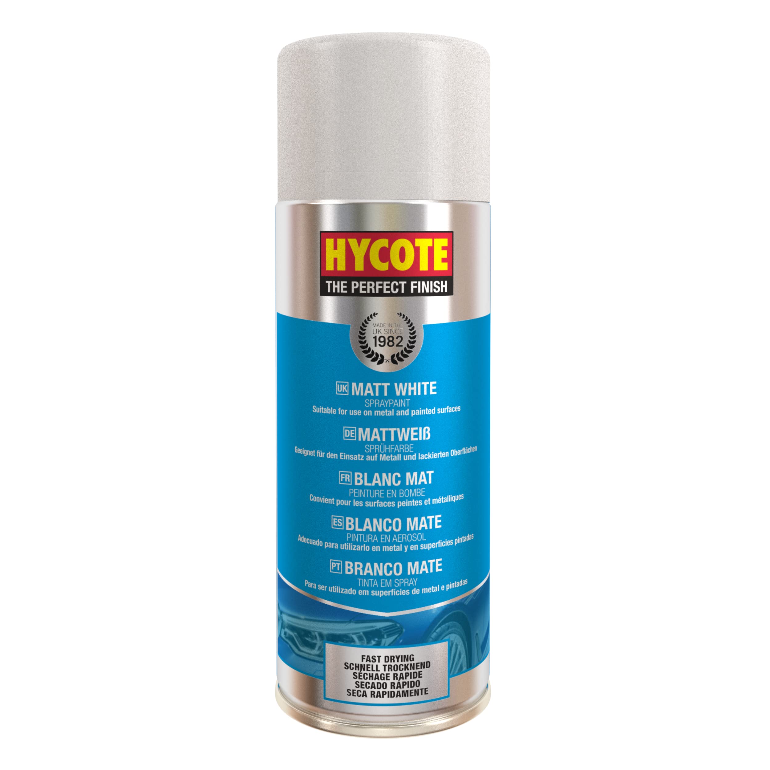 Hycote Fast Drying Aerosol Car Spray Paint, Matt White, 13.5 Oz