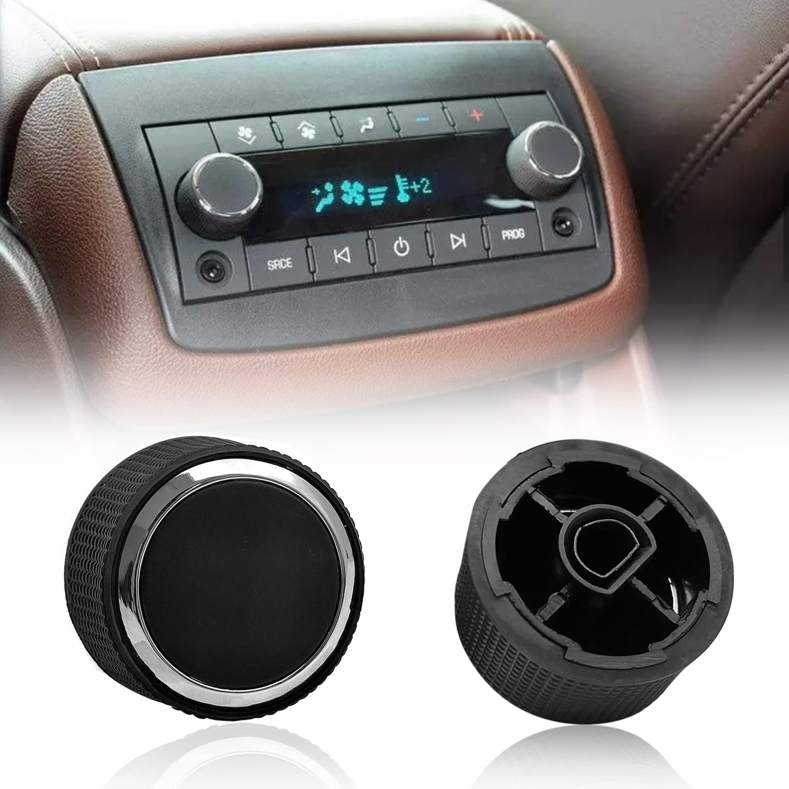 2 Packs Rear Radio Volume Control Knob With Ac Dash Button Sticker Repair Kit (2 Packs) For Gm 22912547 And Compatible With 07-14 Chevrolet Chevy Gmc Buick Cadillac