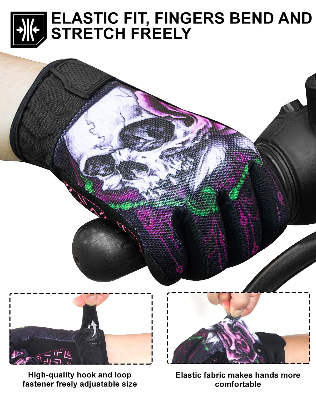 Rigwarl Motorcycle Gloves For Women Touchscreen, Breathable Pink Riding Gloves Womens Non-Slip, Designed Riding Gloves Motorcycle Womens Full Finger For Mountain Bike Cycling Atv Mtb Gloves