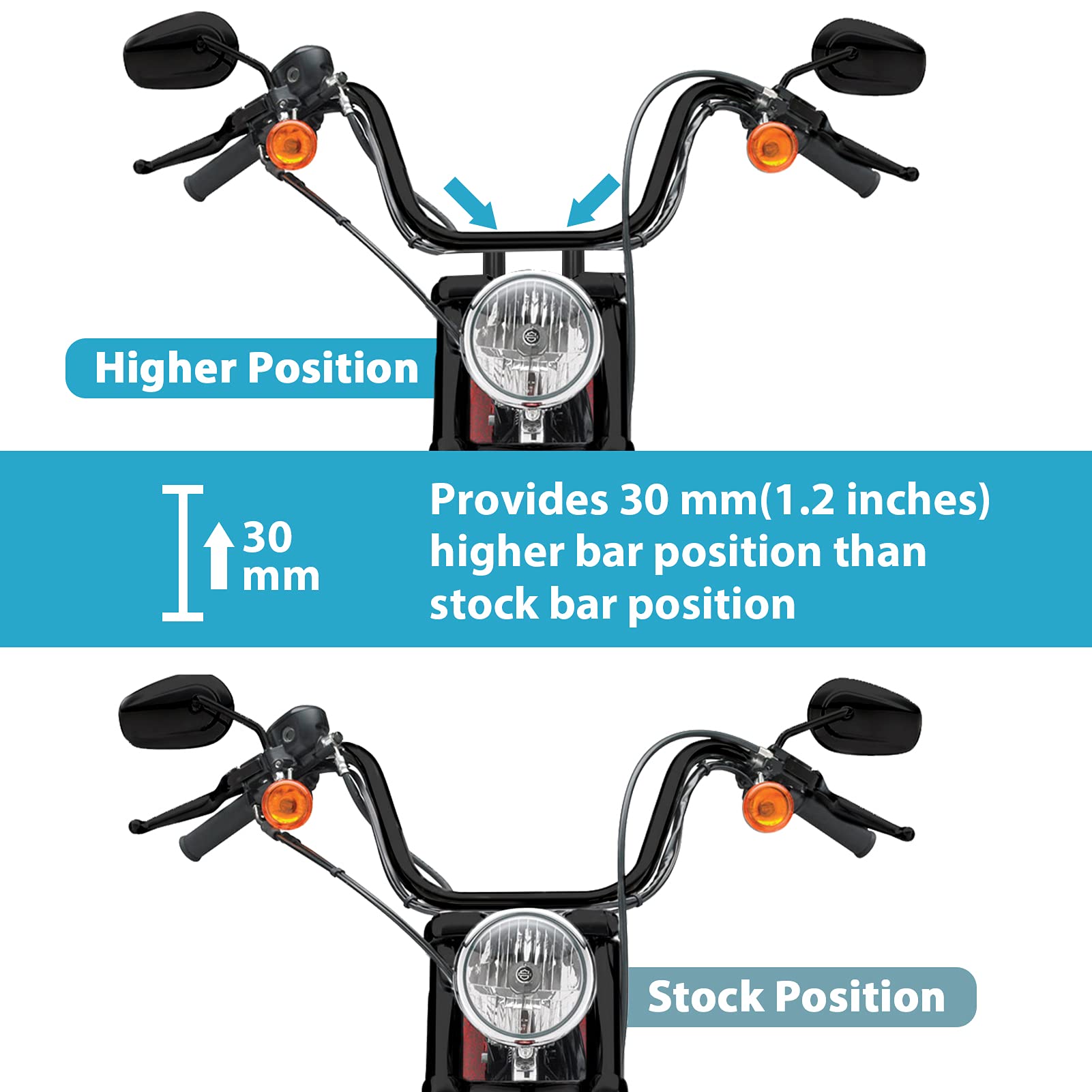 Matt Black 7/8'' Handlebar Risers 30Mm Height Mount Clamp Kit Compatible With Motorcycle Atv Kawasaki Honda Suzuki Yamaha Dirt B