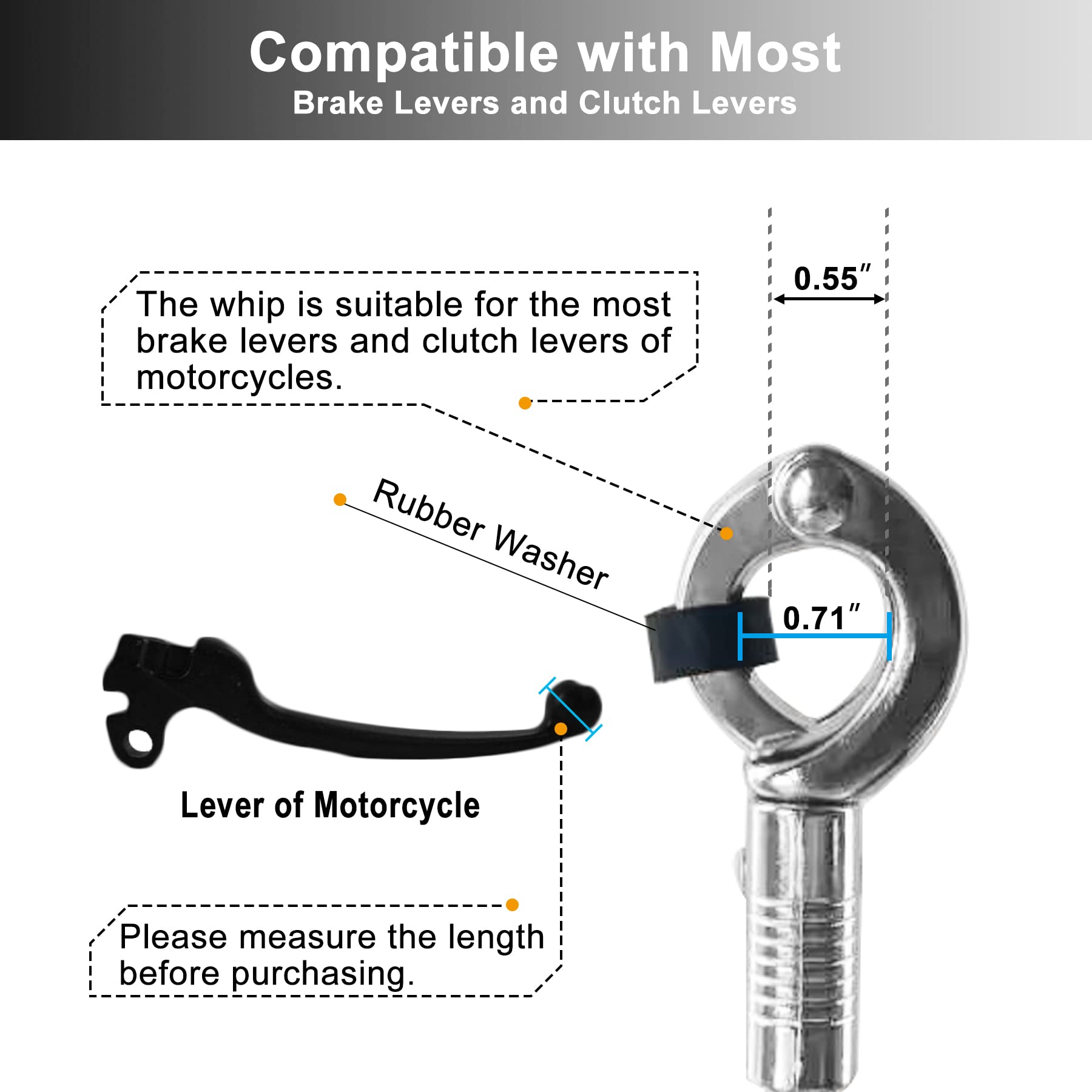 Dream Apparel 42'' Motorcycle Get Back Whip Genuine Leather Biker Whip for Handlebar, Motorcycle Whip with Fringes and Skulls, B